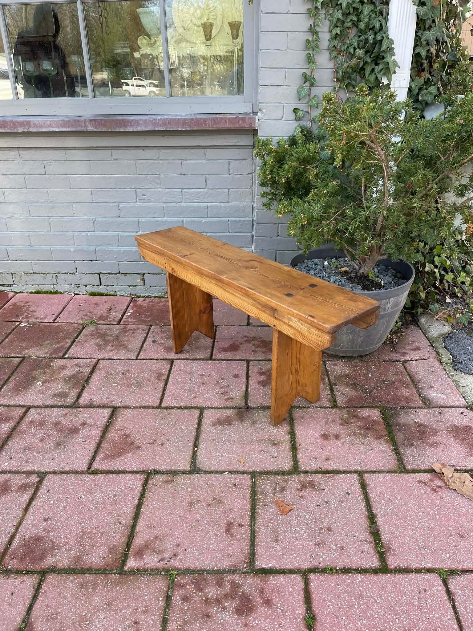 Antique English Country Pine Bench, C 1860. - 6