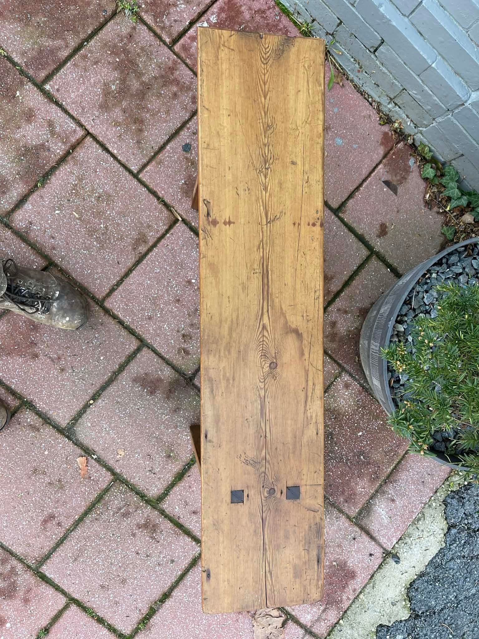 Antique English Country Pine Bench, C 1860. - 7