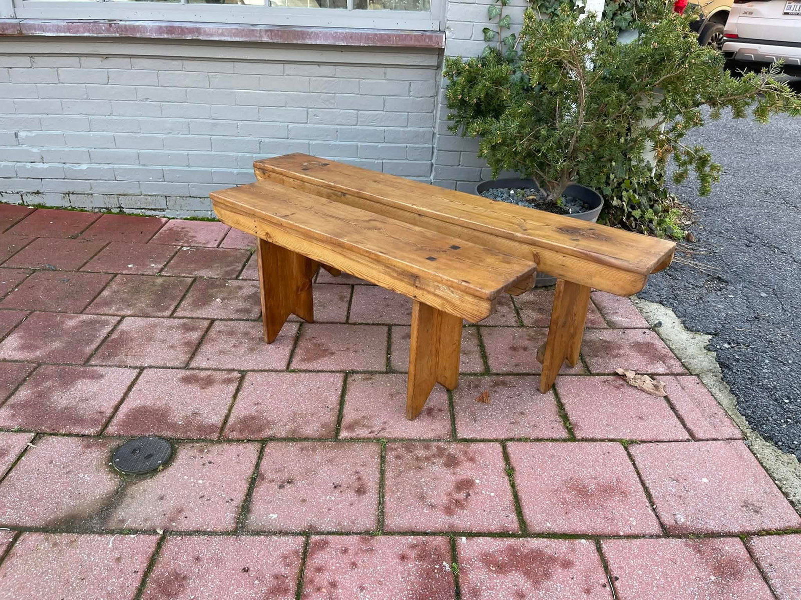 Antique English Country Pine Bench, C 1860. - 8