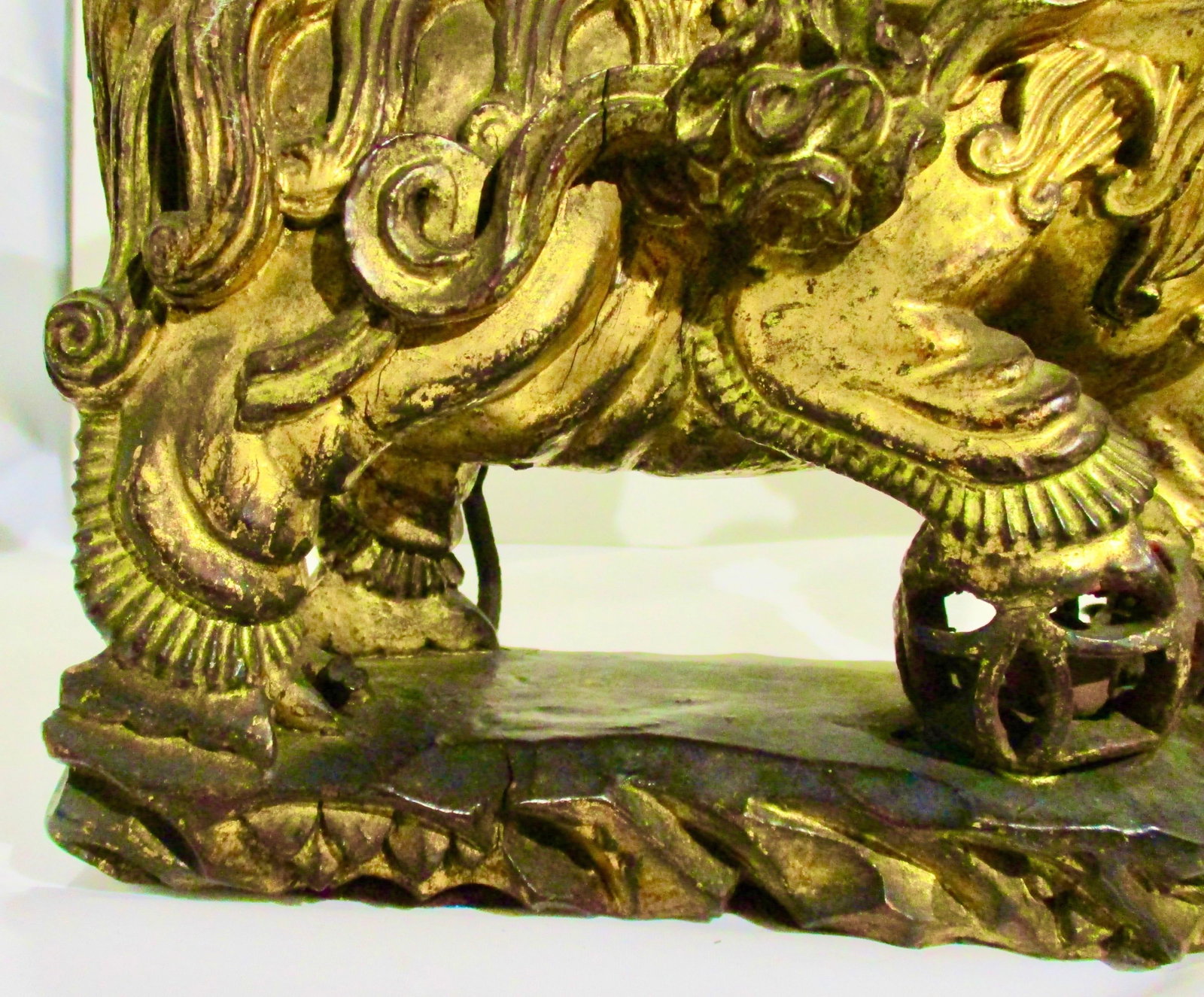 Chinese Gilt Foo Dogs Candle Stands 19th Century - A Pair of 2 - 4