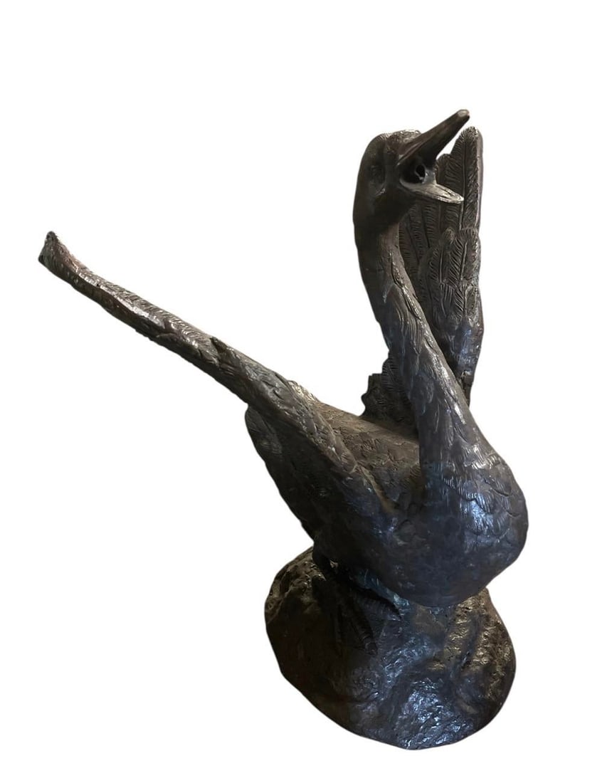 Vintage Bronze Swan Garden Fountain - 2