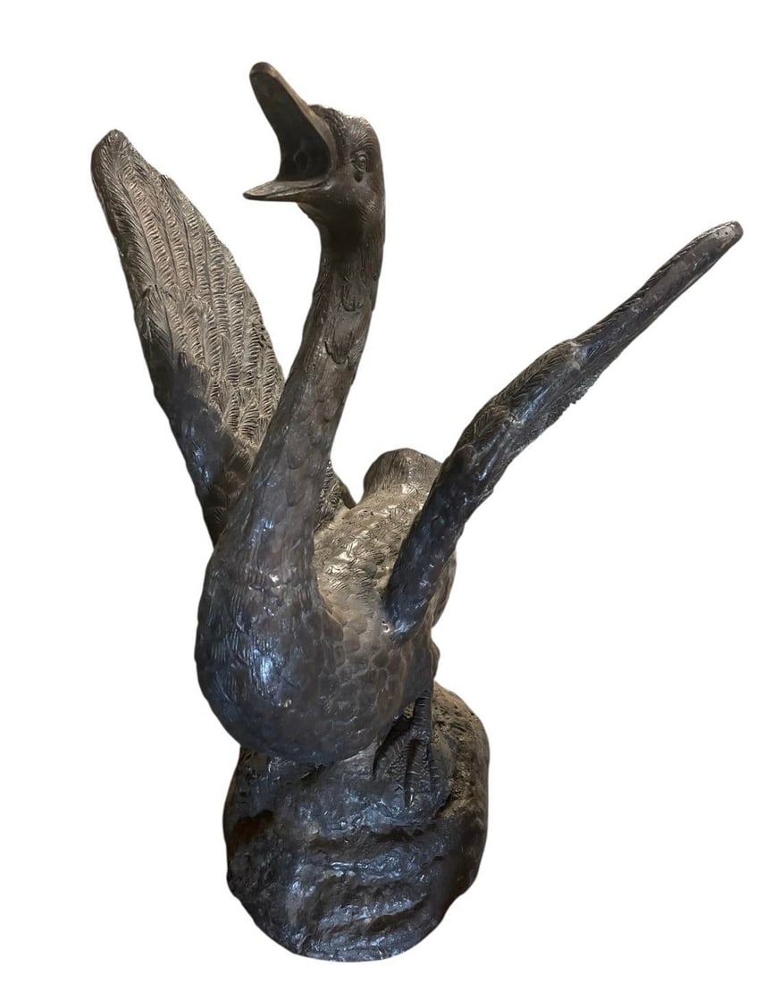 Vintage Bronze Swan Garden Fountain - 3