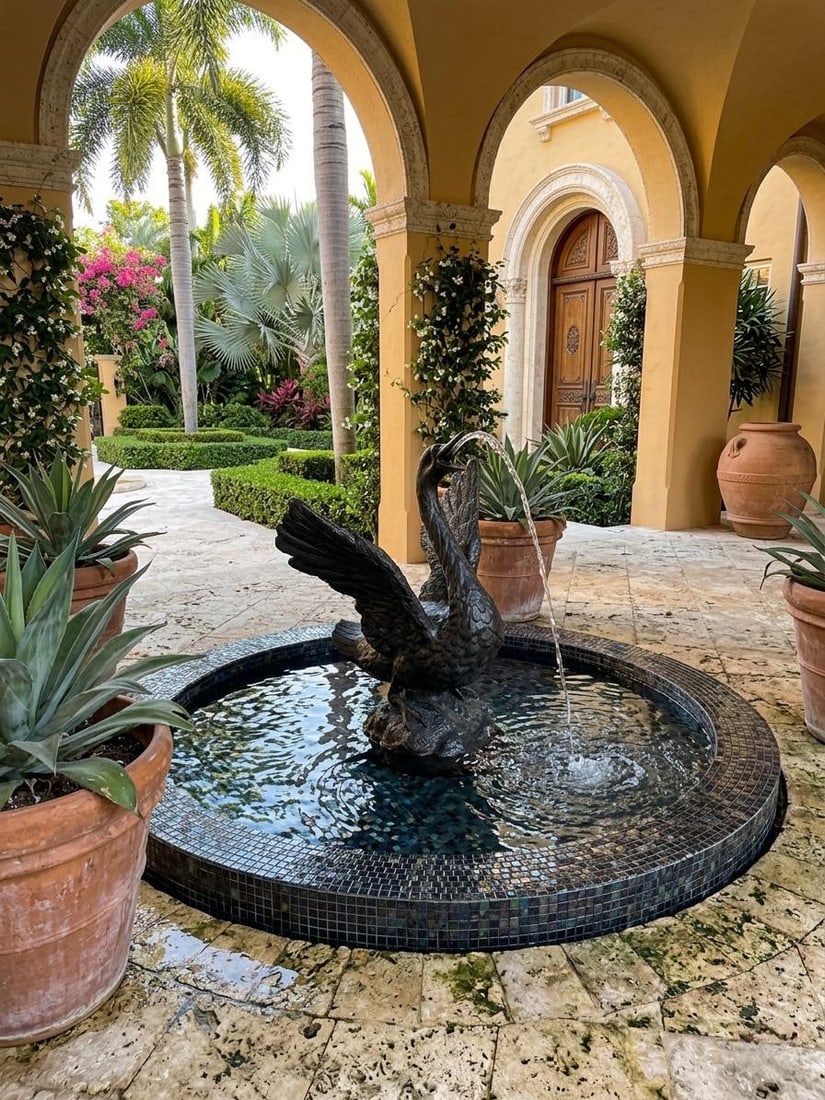 Vintage Bronze Swan Garden Fountain - 5