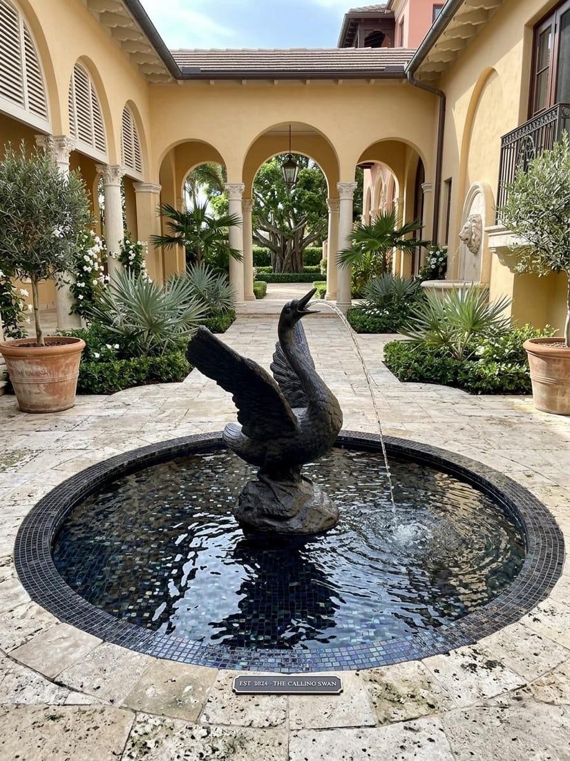 Vintage Bronze Swan Garden Fountain - 6