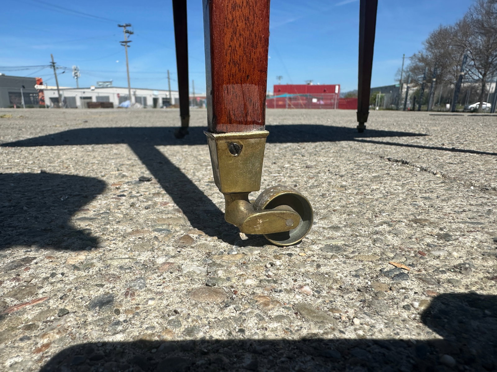 Antique Federal Sheraton Mahogany Drop Leaf Pembroke Table Inlay Brass Casters - 10