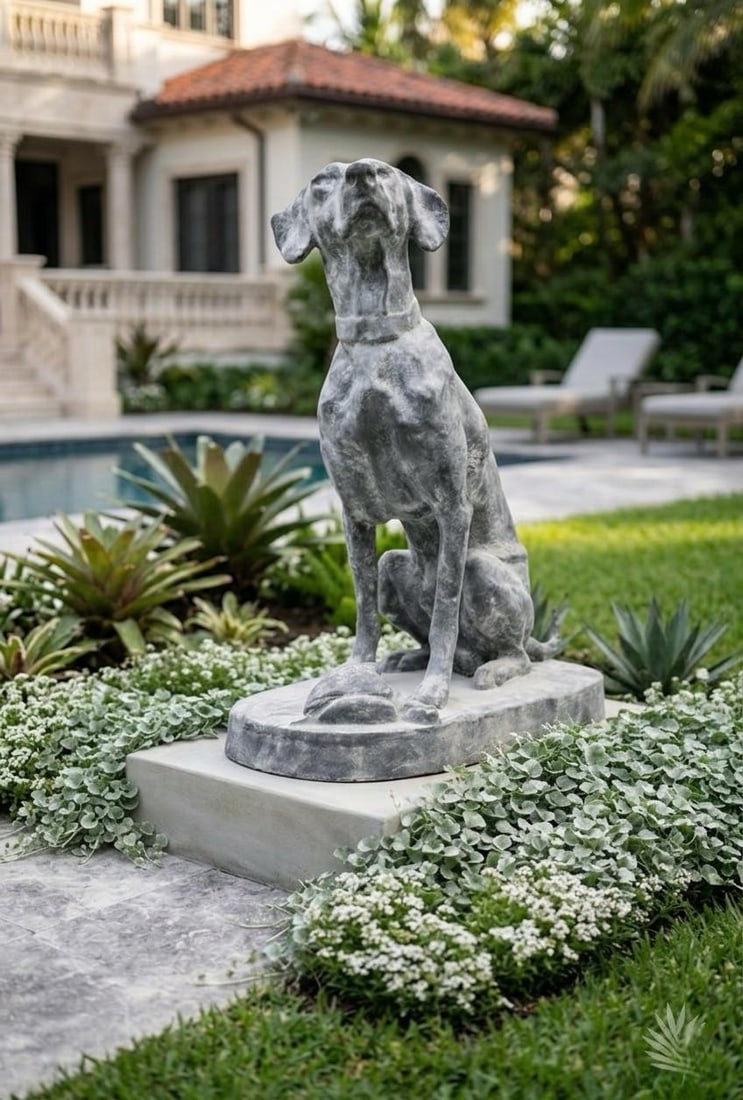 Vintage-Style Cast Iron Pointer Garden Sculpture - 7