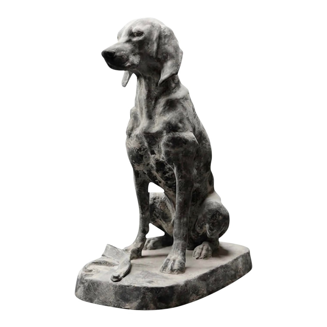 Vintage Weathered Cast Iron Seated Hound Statue (1 of 12)