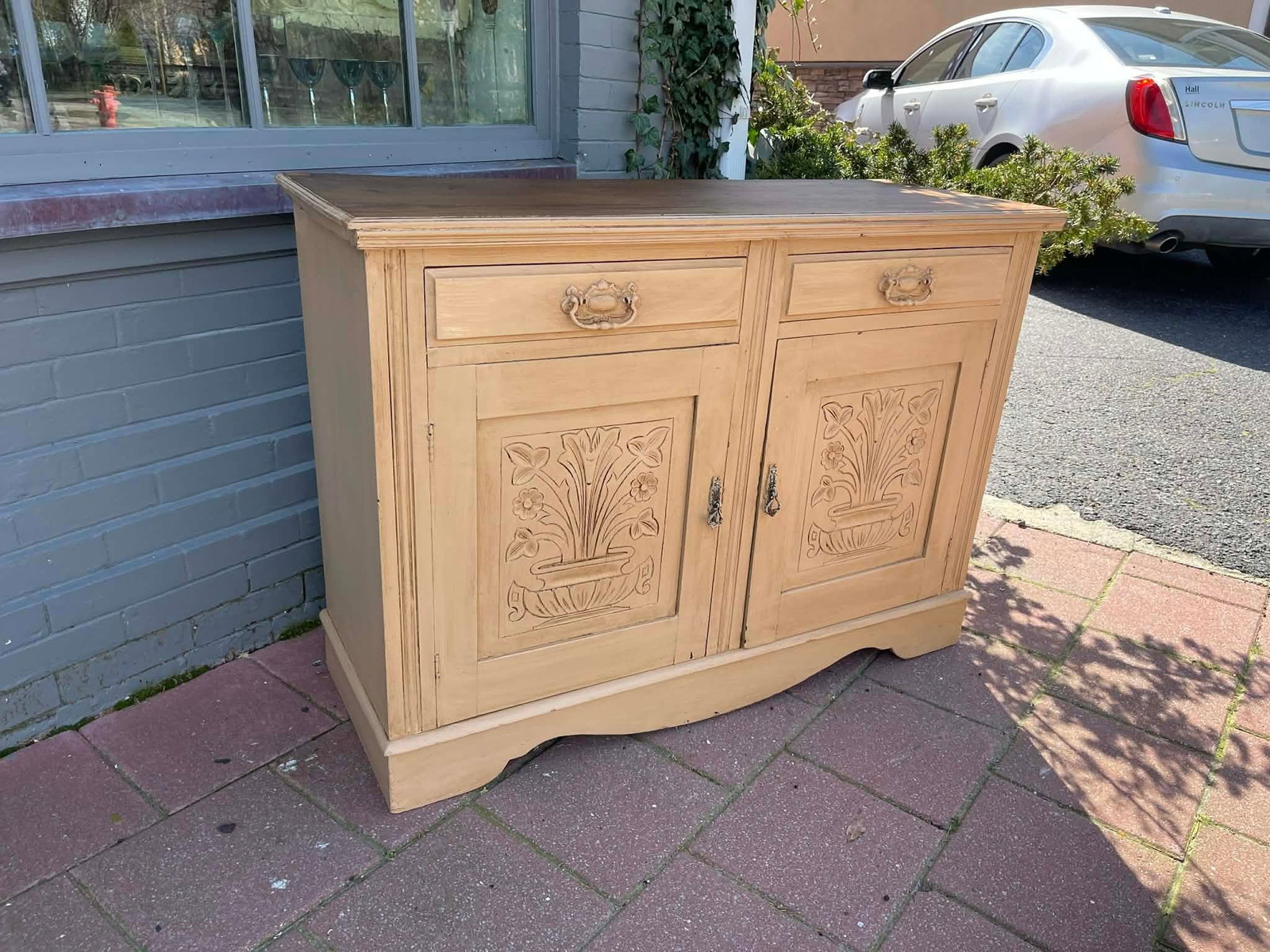 English Edwardian Painted Pine Cabinet Buffet Sideboard 1900s - 4