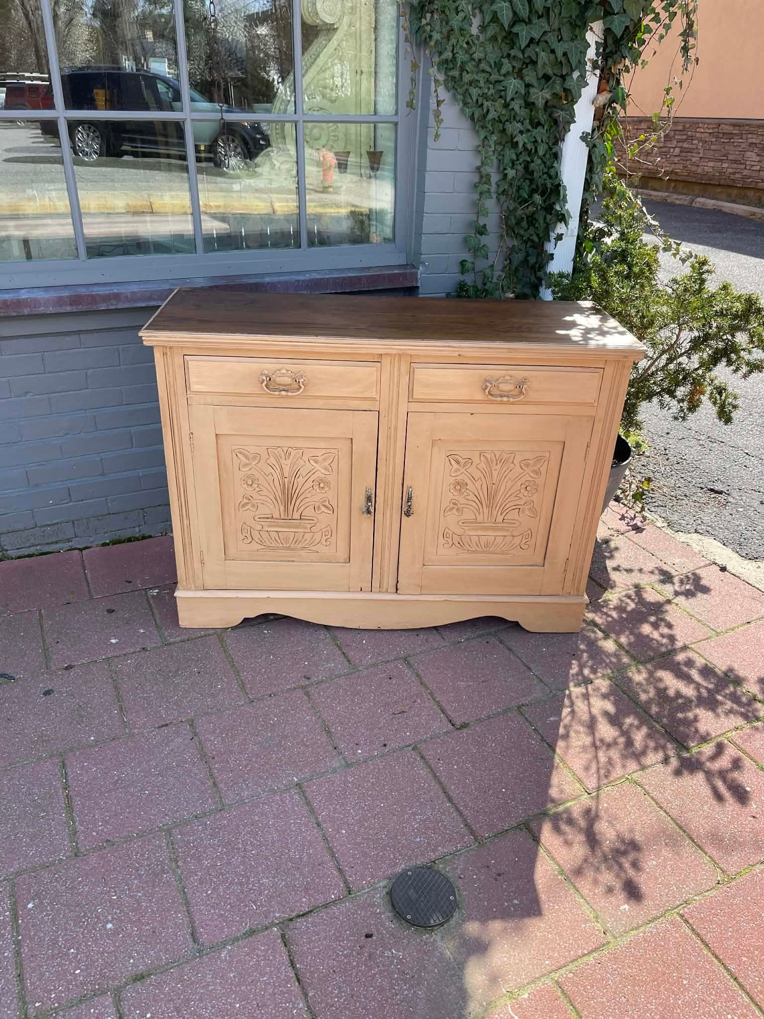 English Edwardian Painted Pine Cabinet Buffet Sideboard 1900s - 5