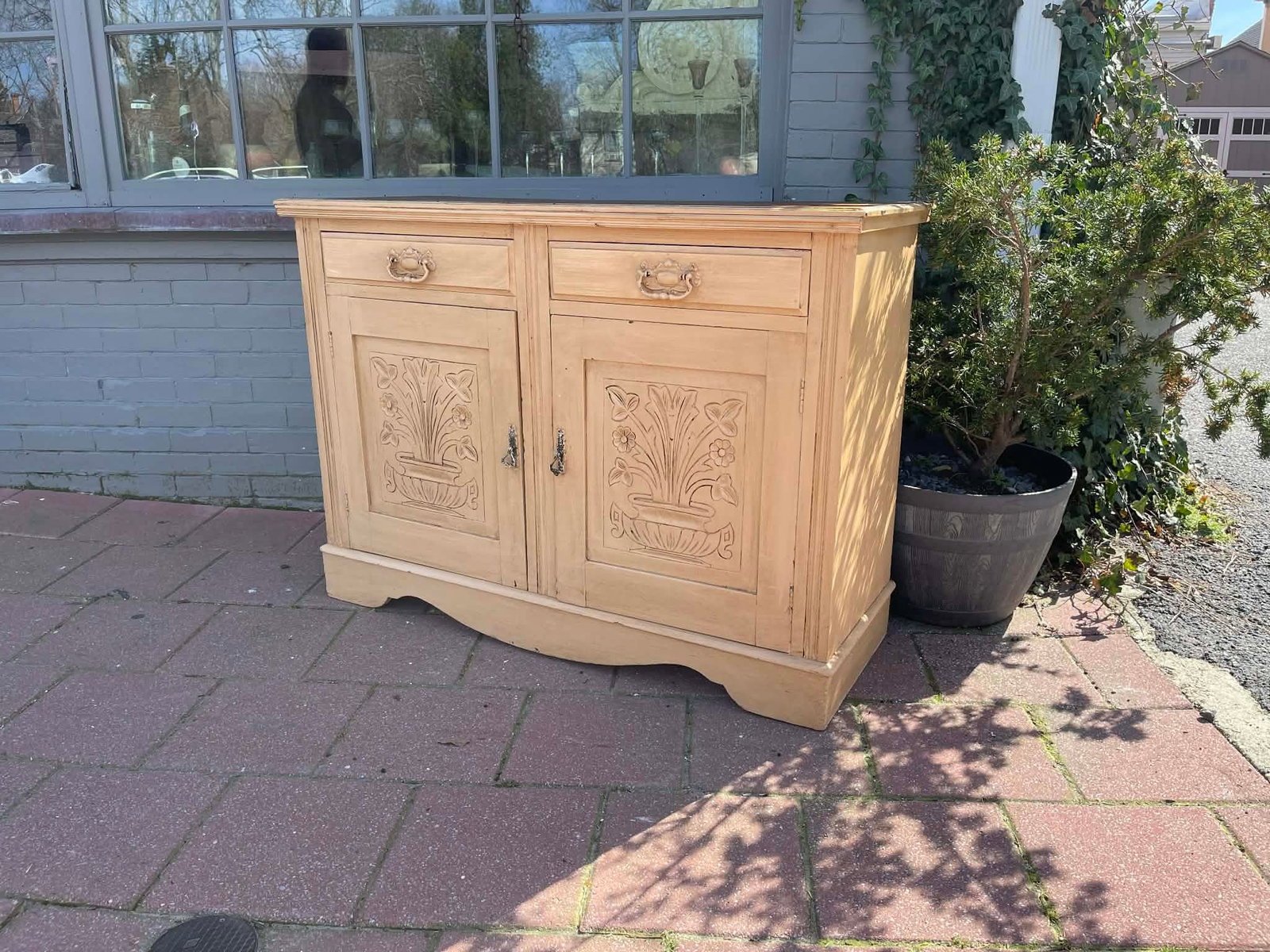 English Edwardian Painted Pine Cabinet Buffet Sideboard 1900s - 7