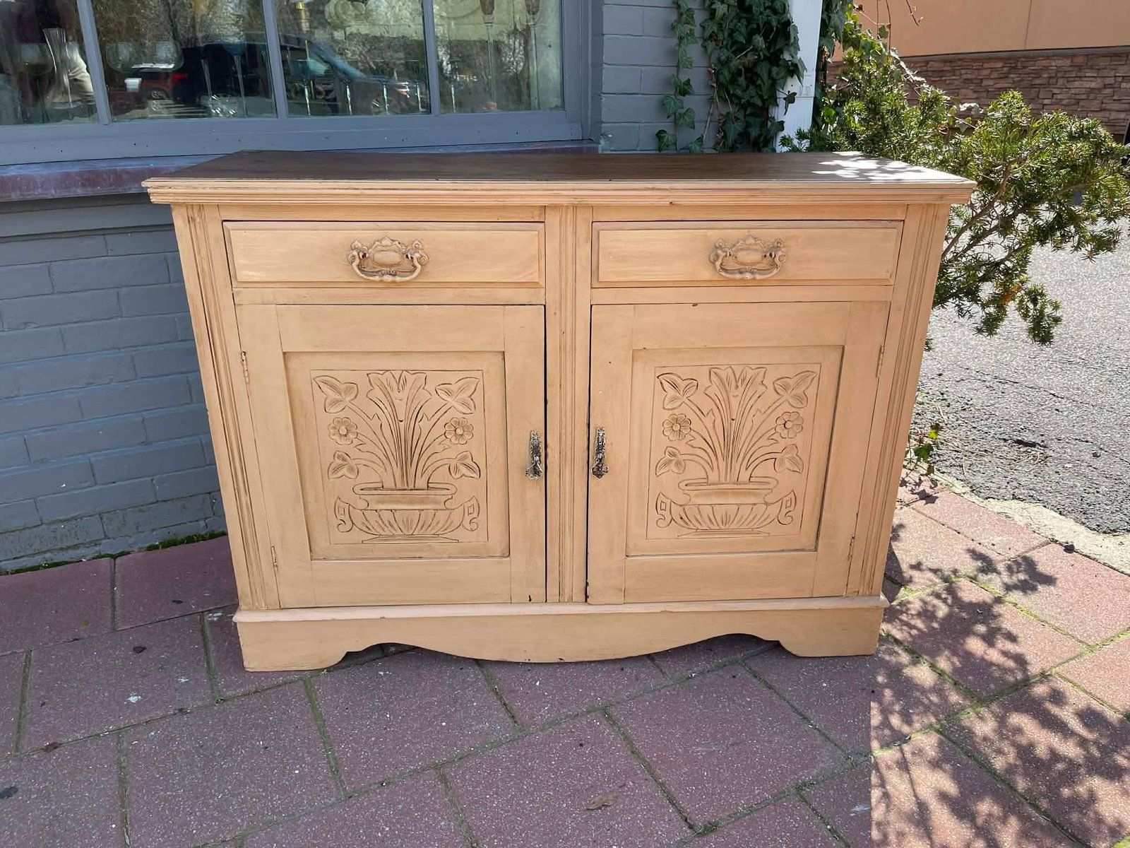 English Edwardian Painted Pine Cabinet Buffet Sideboard 1900s - 8