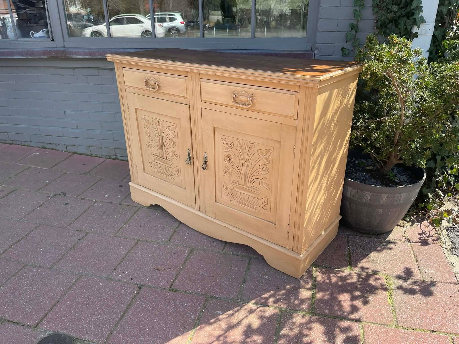 English Edwardian Painted Pine Cabinet Buffet Sideboard 1900s - 9