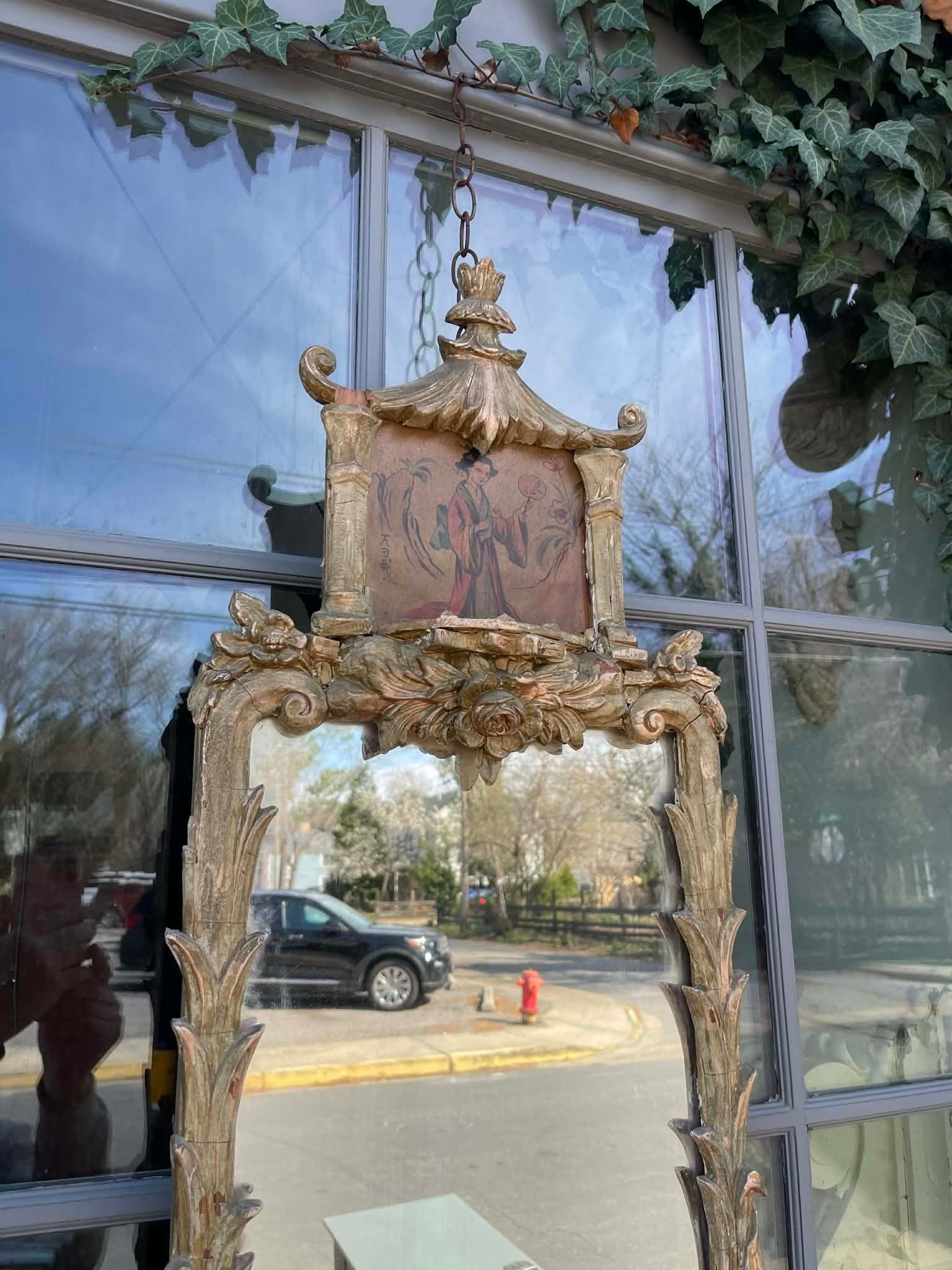 Chinoiserie Gilt MCM Hollywood Regency Mirror 1950s - 2