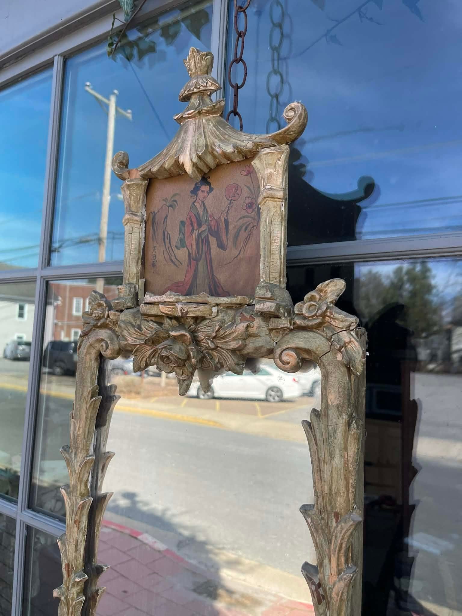 Chinoiserie Gilt MCM Hollywood Regency Mirror 1950s - 4