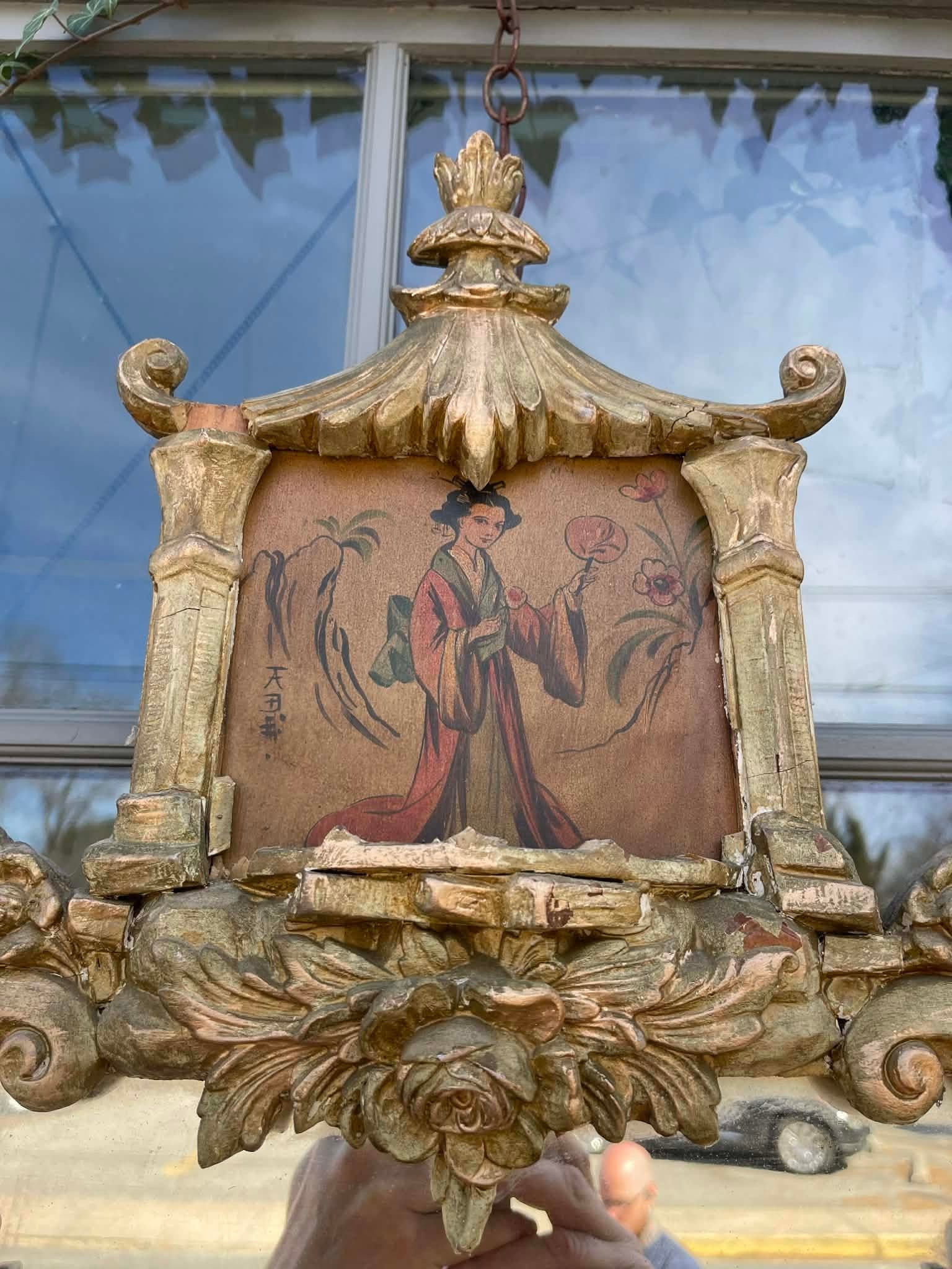Chinoiserie Gilt MCM Hollywood Regency Mirror 1950s - 5