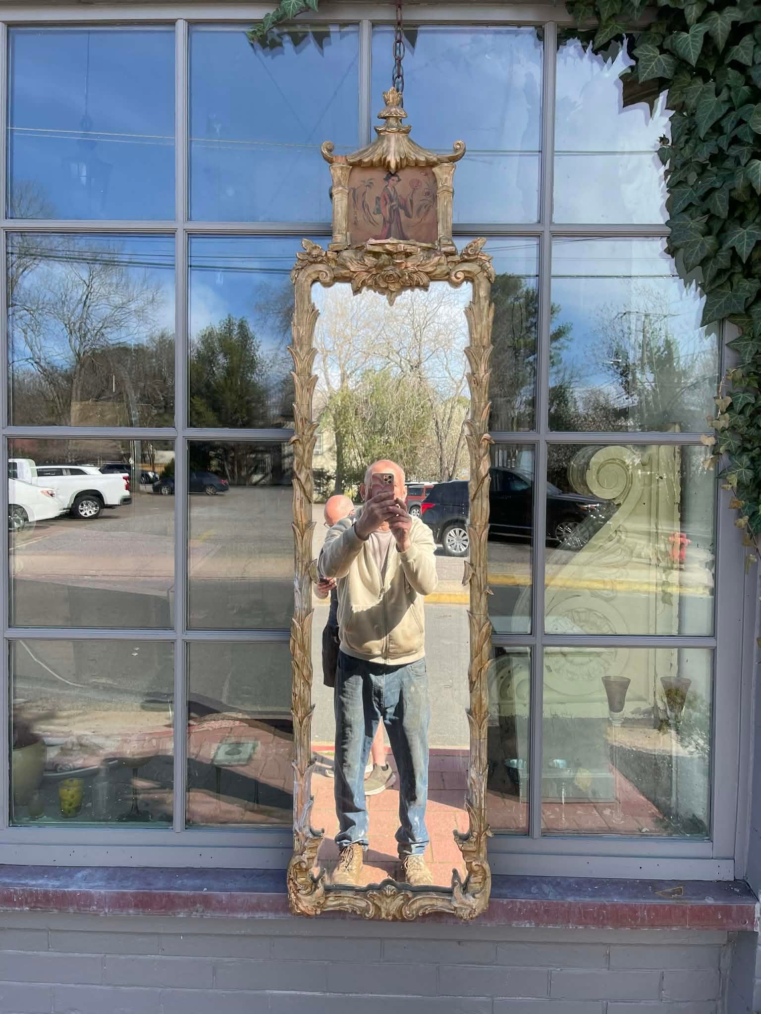 Chinoiserie Gilt MCM Hollywood Regency Mirror 1950s - 6