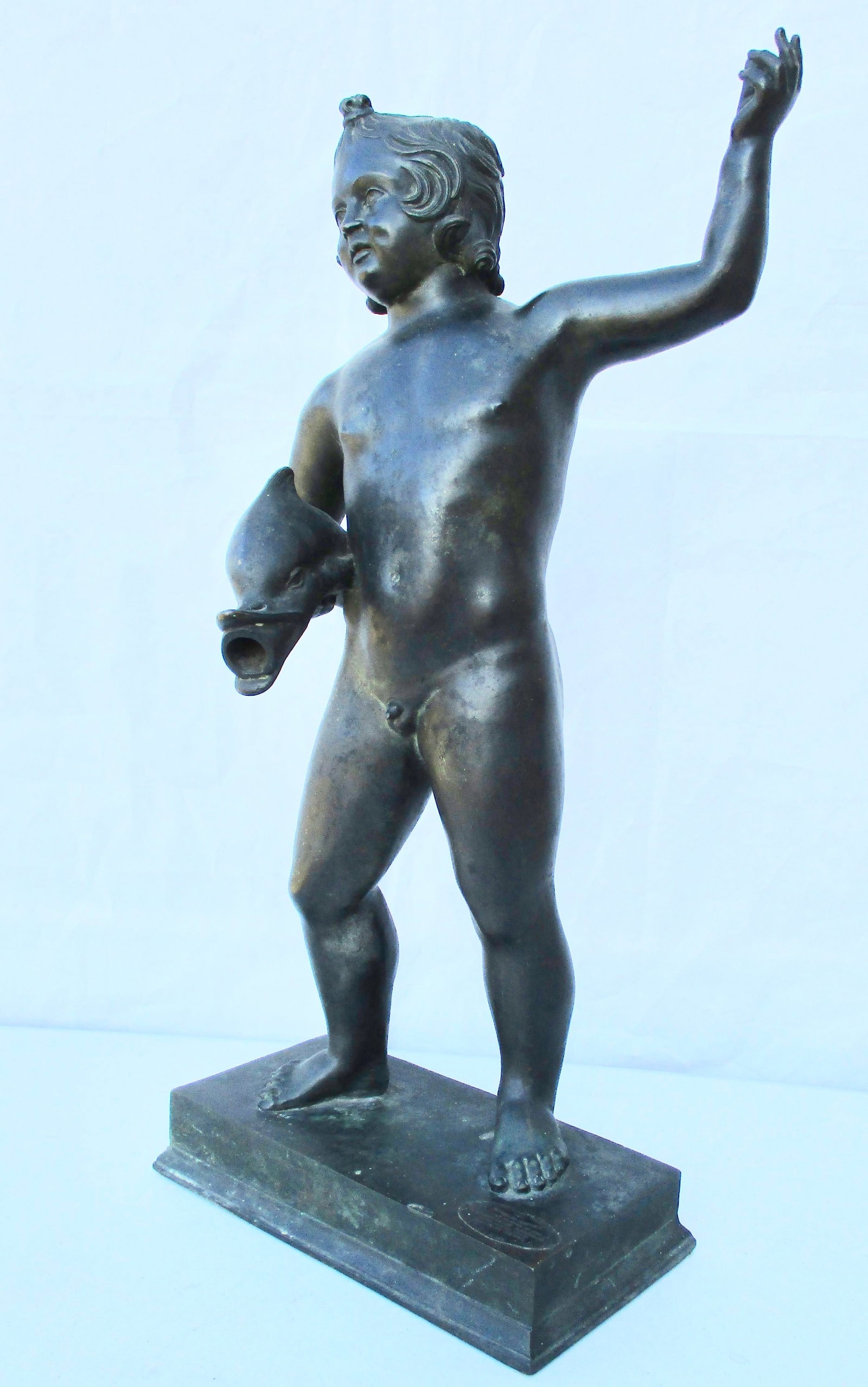 Grand Tour Bronze Puti With Dolphin Fountain - 3