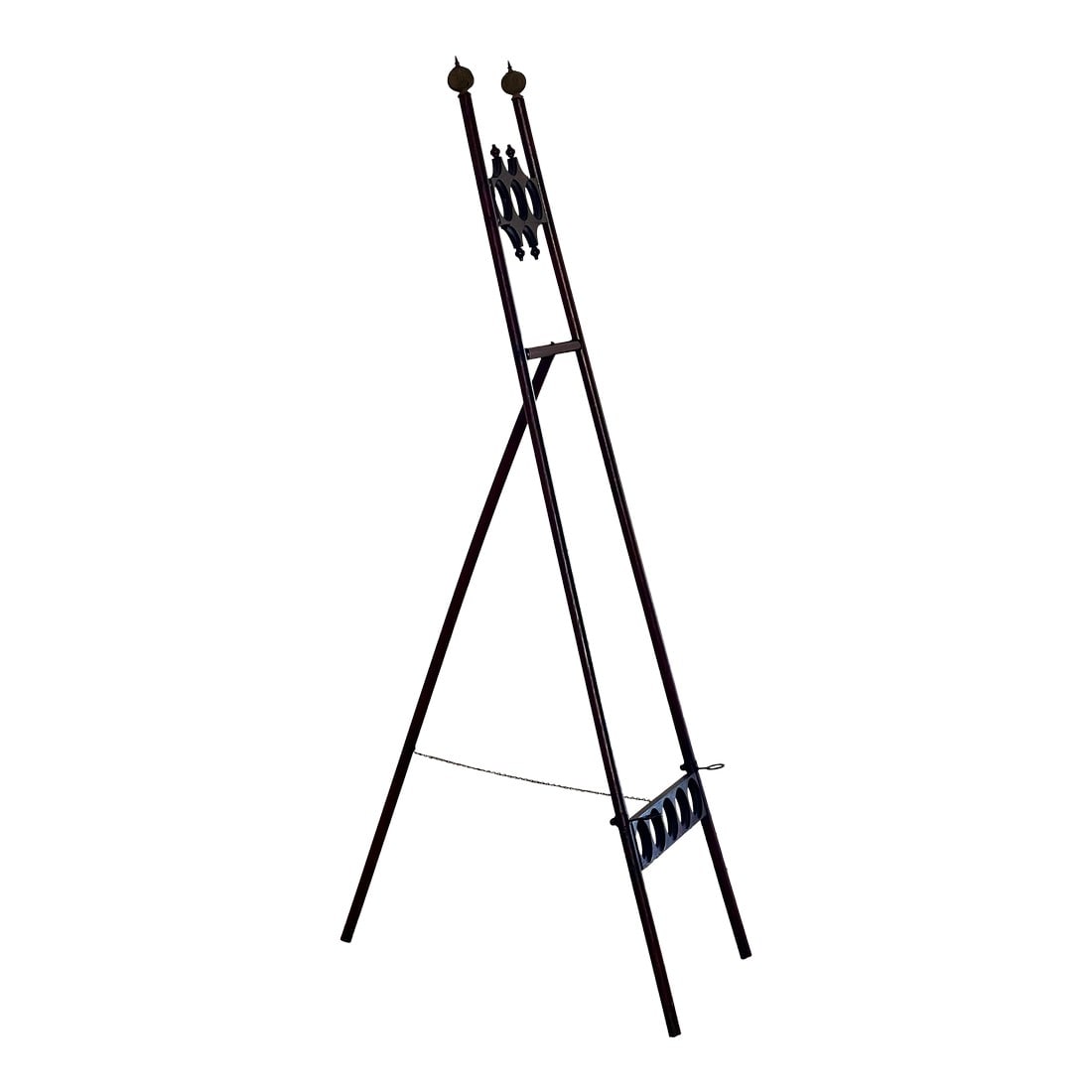 Exquisite Antique Eastlake Stick & Ball Easel, Sculptural Folding Artist Display Stand, Late Victori: An elegant Eastlake-style stick and ball folding easel, dating to the late 19th century, embodying the refined simplicity of the Aesthetic Movement. Crafted in richly toned wood, the slender form is a