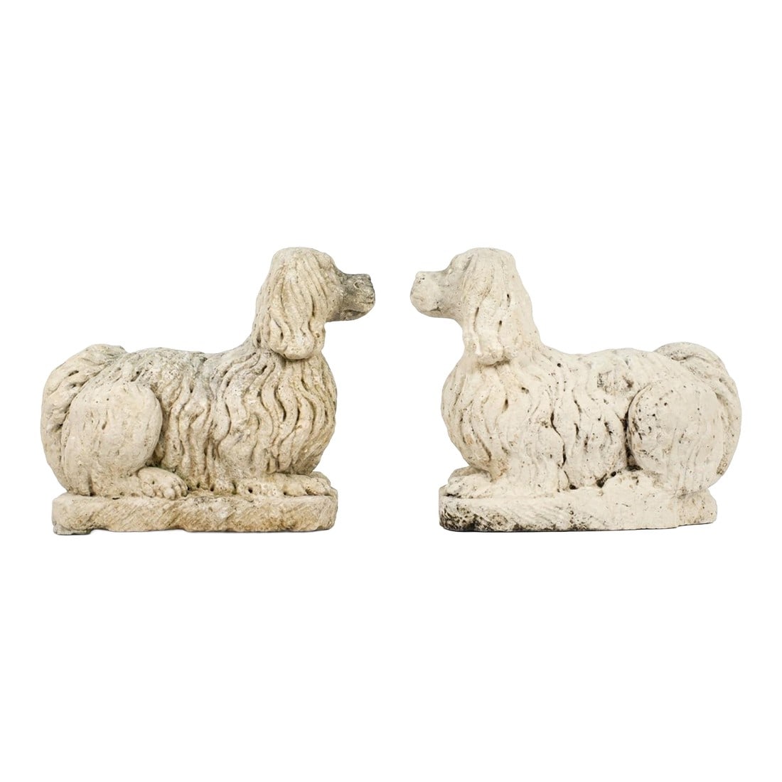Pair of English Poured Stone King Charles Spaniels (C. 1930s) (1 of 12)