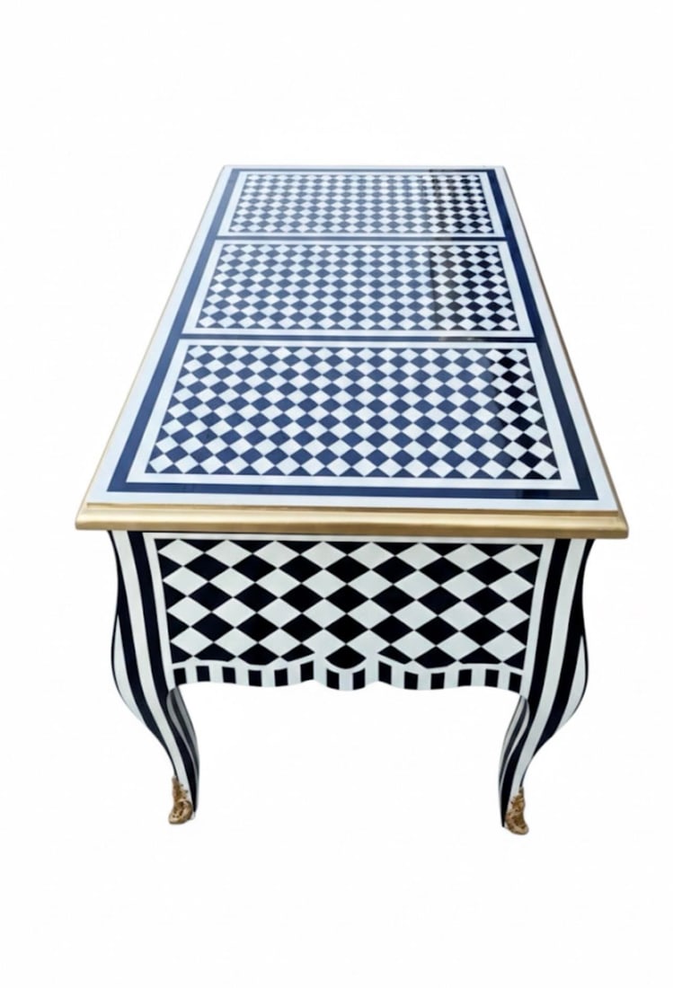 1960s Harlequin Black and White Desk Table - 4
