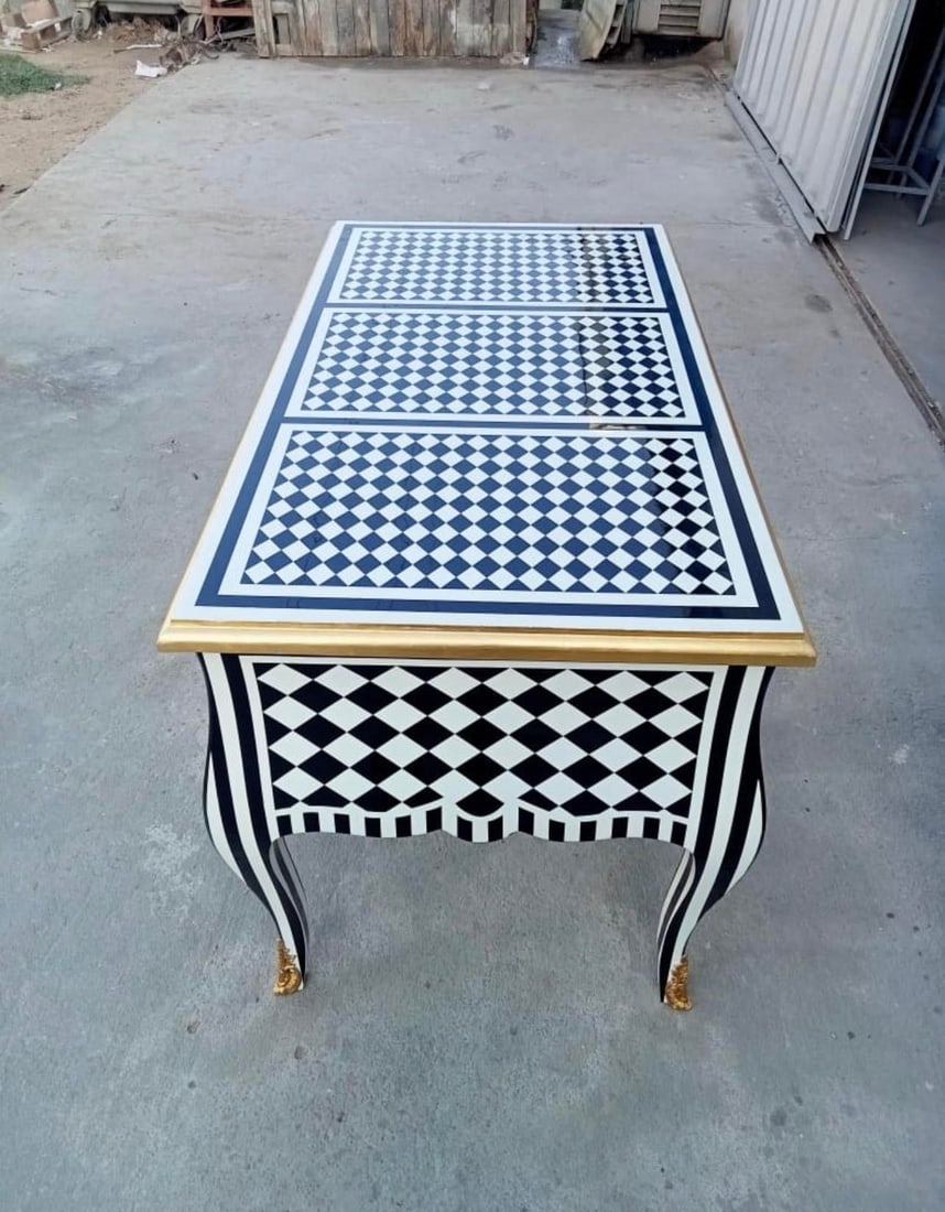 1960s Harlequin Black and White Desk Table - 6