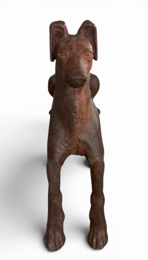 1990s Antique-Style Reclining Greyhound/Whippet Cast Iron Garden Statue - 5