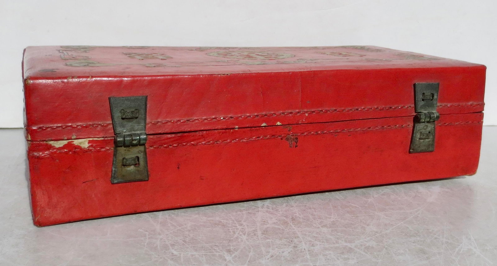 Antique Chinese Leather Letter Box - 5