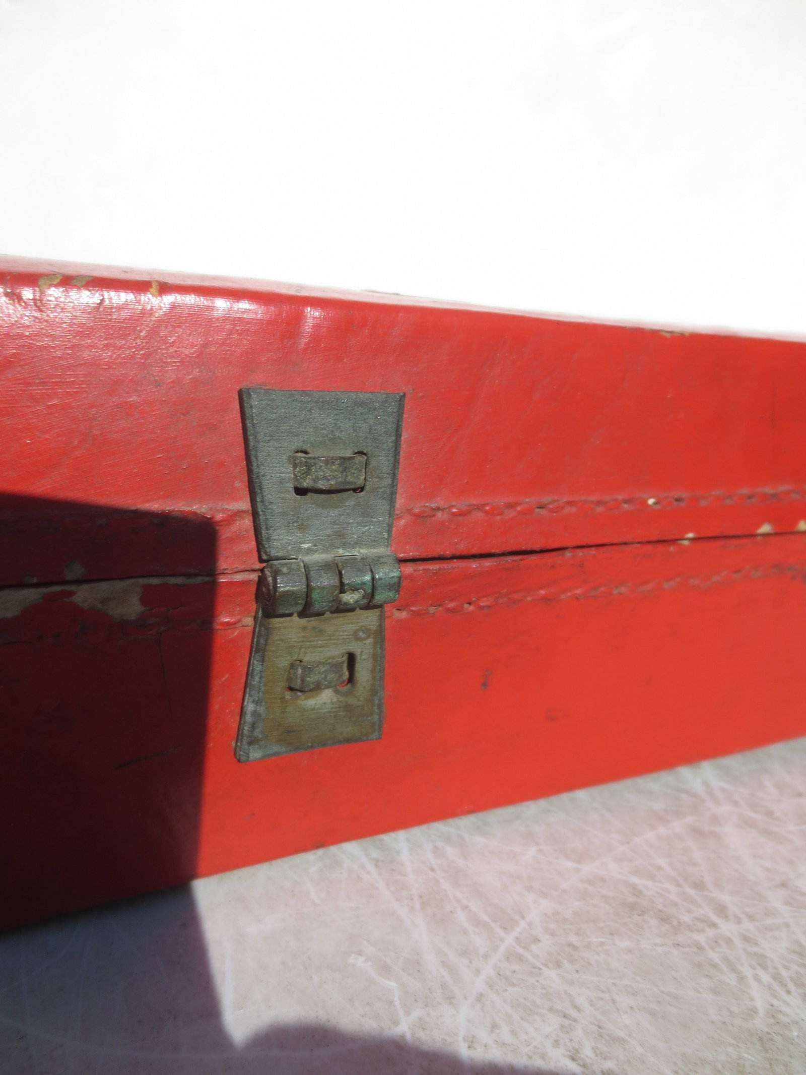Antique Chinese Leather Letter Box - 9