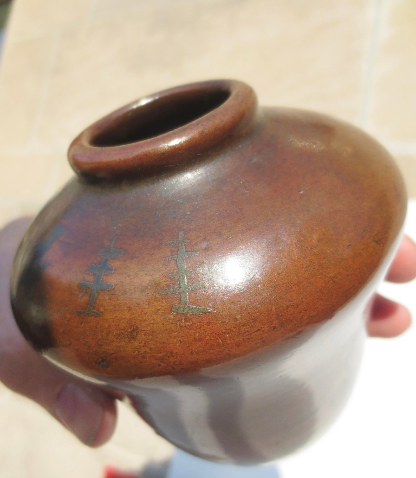 MCM Bronze Vase With Tribal Motif Circa 50s - 10