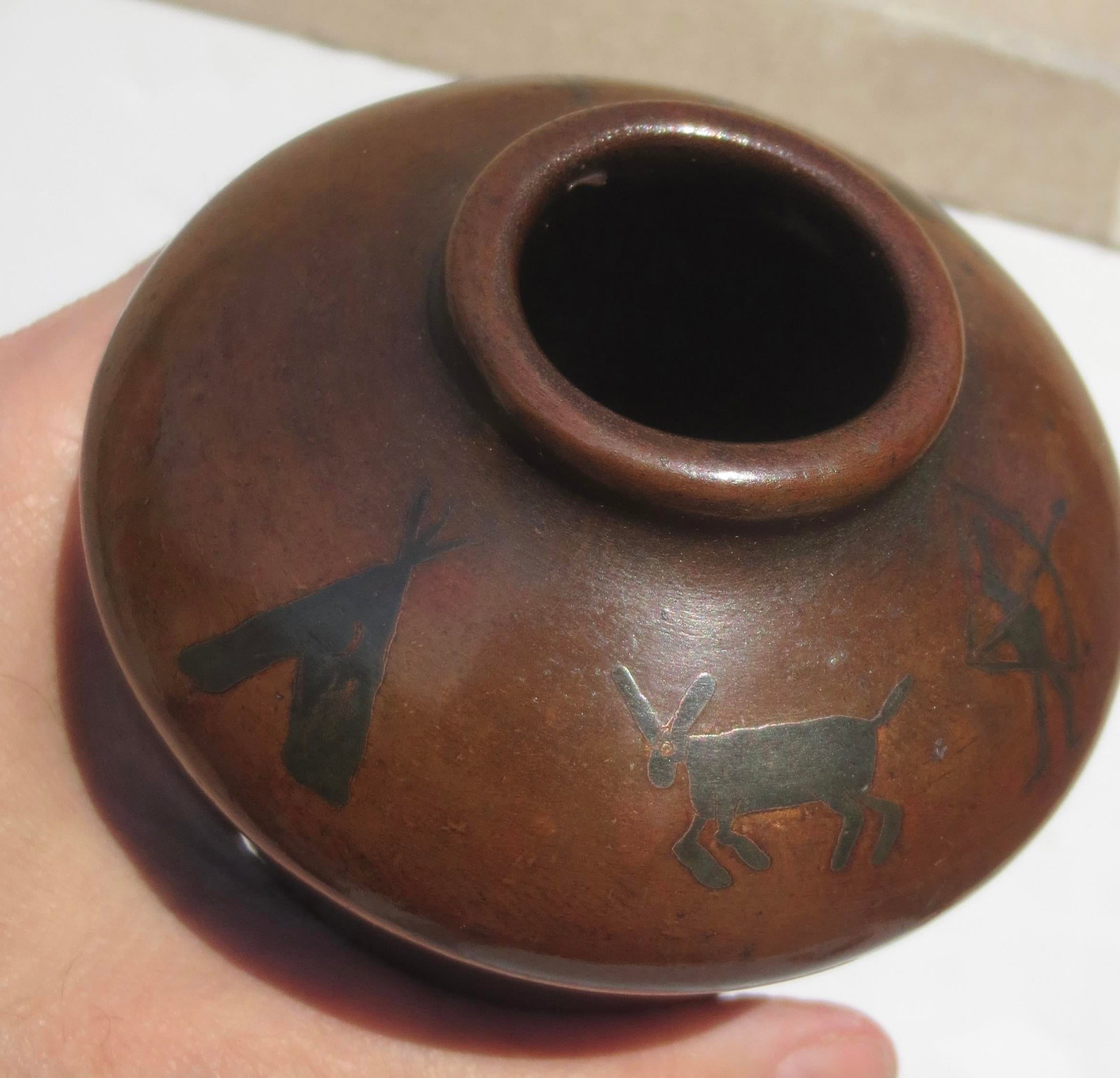 MCM Bronze Vase With Tribal Motif Circa 50s - 3