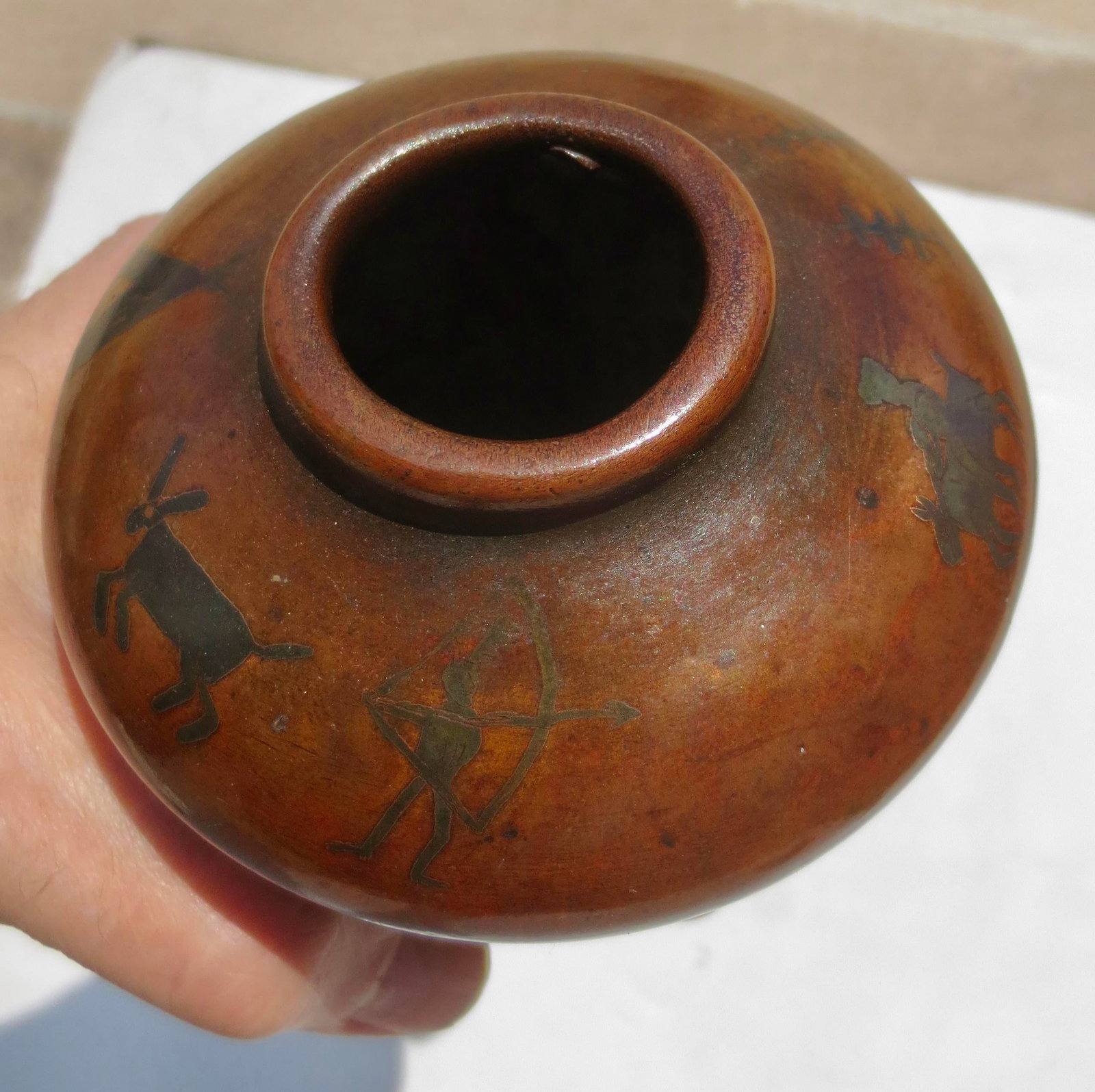 MCM Bronze Vase With Tribal Motif Circa 50s - 8