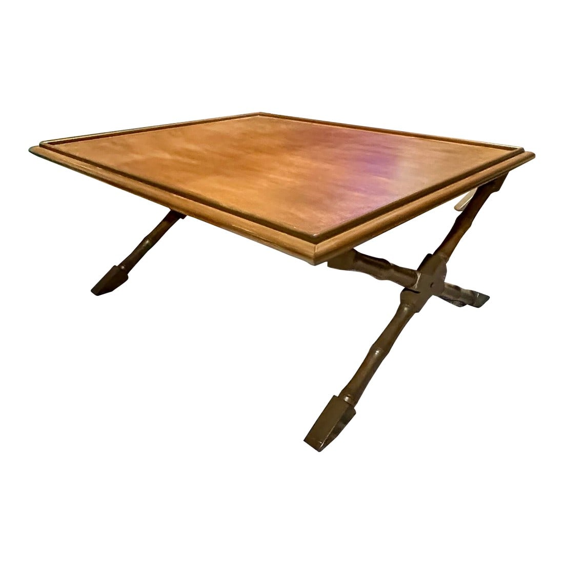 Mid 20th Century Bamboo Coffee Table: This table is a Ralph Lauren style vintage bamboo table. The clean lines and organic texture blend beautifully with coastal, bohemian, farmhouse, or modern decor styles. This table has been recently