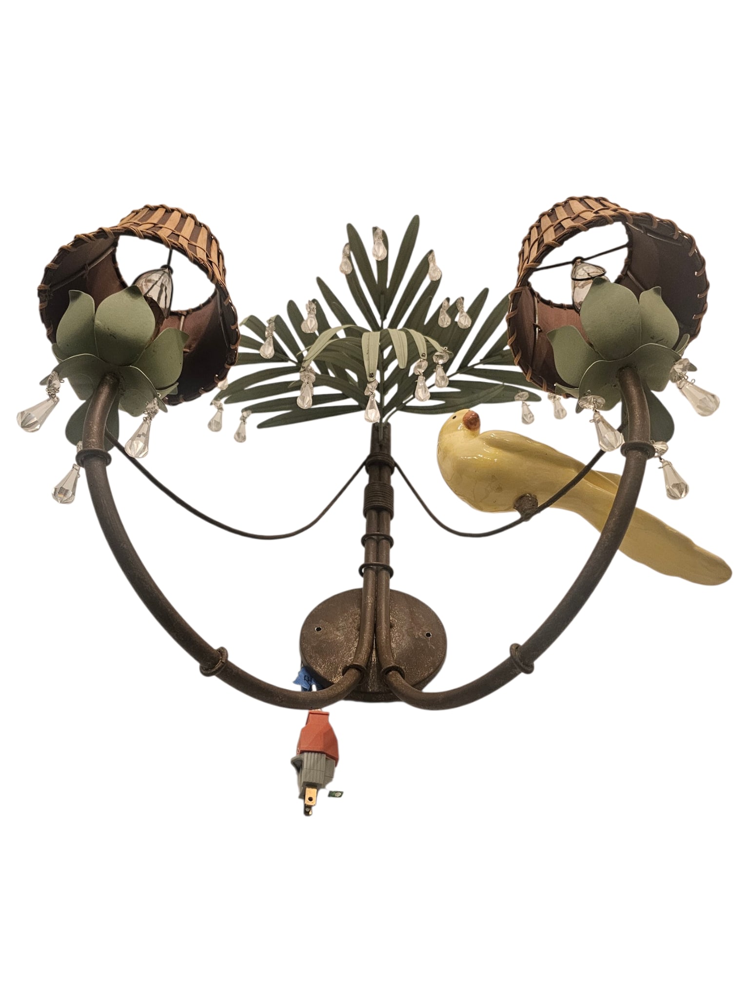 Vintage Hollywood Regency Tole Metal Palm Tree Sconce - 10