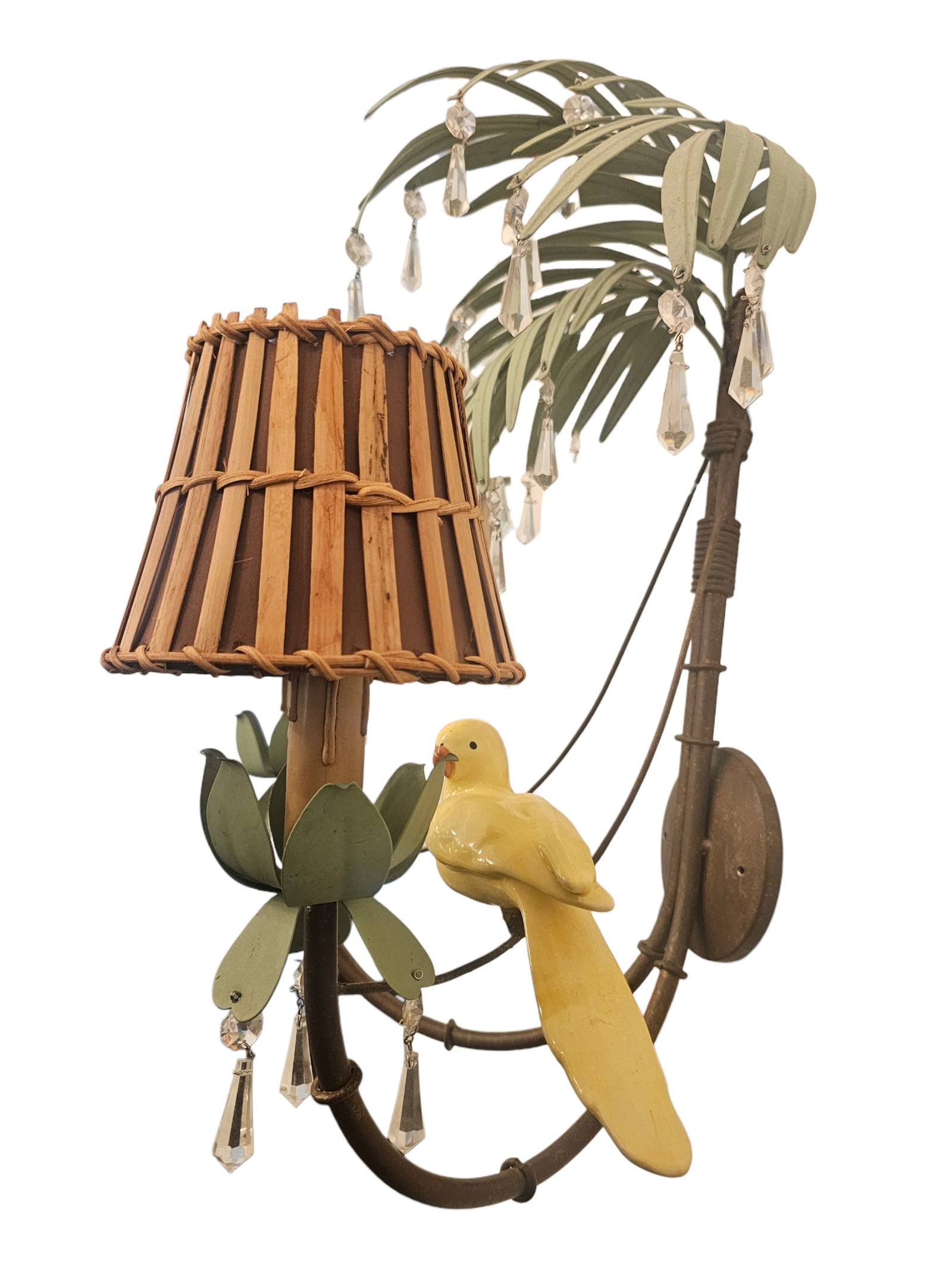 Vintage Hollywood Regency Tole Metal Palm Tree Sconce - 4