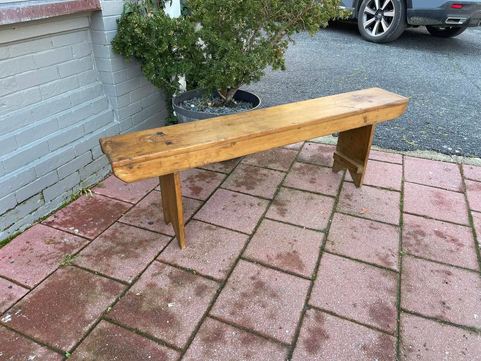 Antique English Country Pine Bench, C 1860. - 2