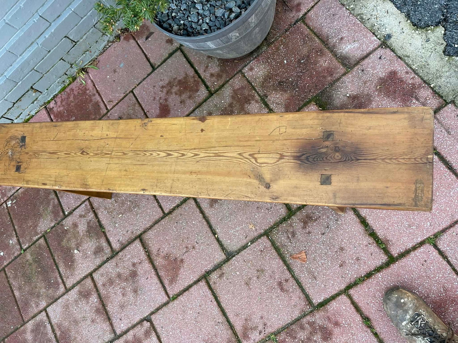 Antique English Country Pine Bench, C 1860. - 3