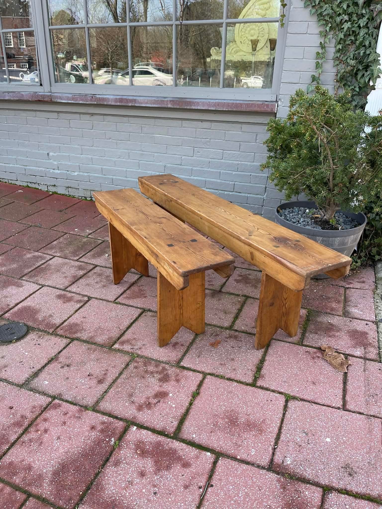 Antique English Country Pine Bench, C 1860. - 5