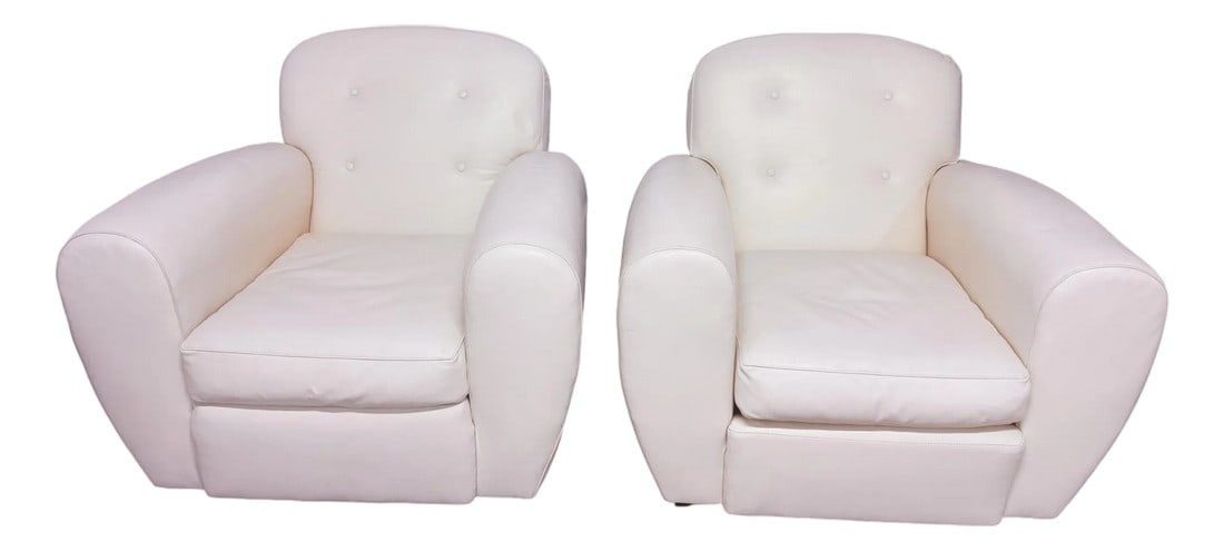 Pair of Signed Ralph Lauren Vintage Art Deco Leather Club Chairs (1 of 7)