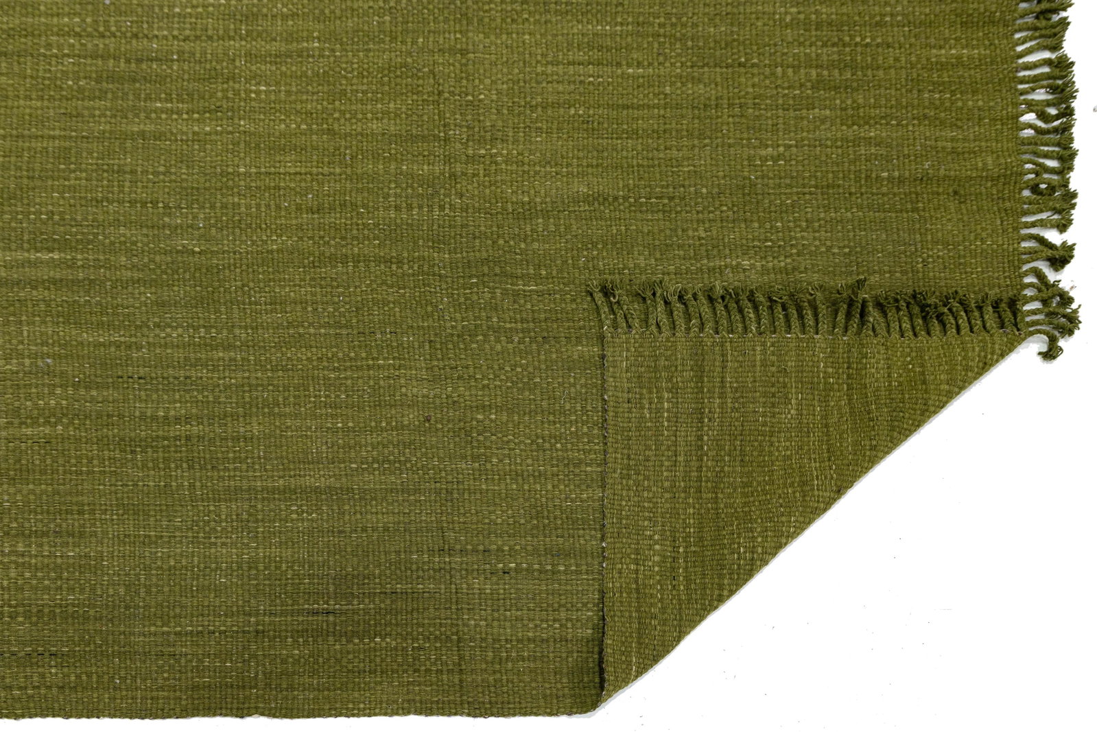Modern Solid Olive Green Kilim Area Rug – Handmade Flatweave Wool 10x16 - 2