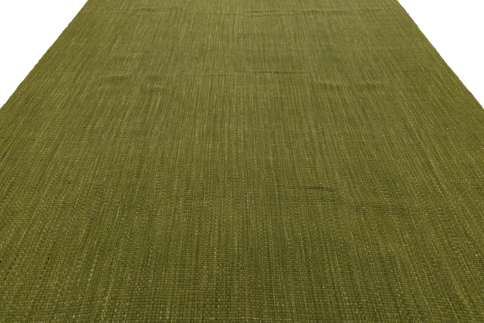 Modern Solid Olive Green Kilim Area Rug – Handmade Flatweave Wool 10x16 - 3