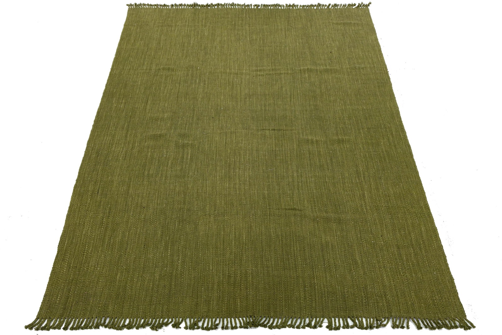 Modern Solid Olive Green Kilim Area Rug – Handmade Flatweave Wool 10x16 - 4