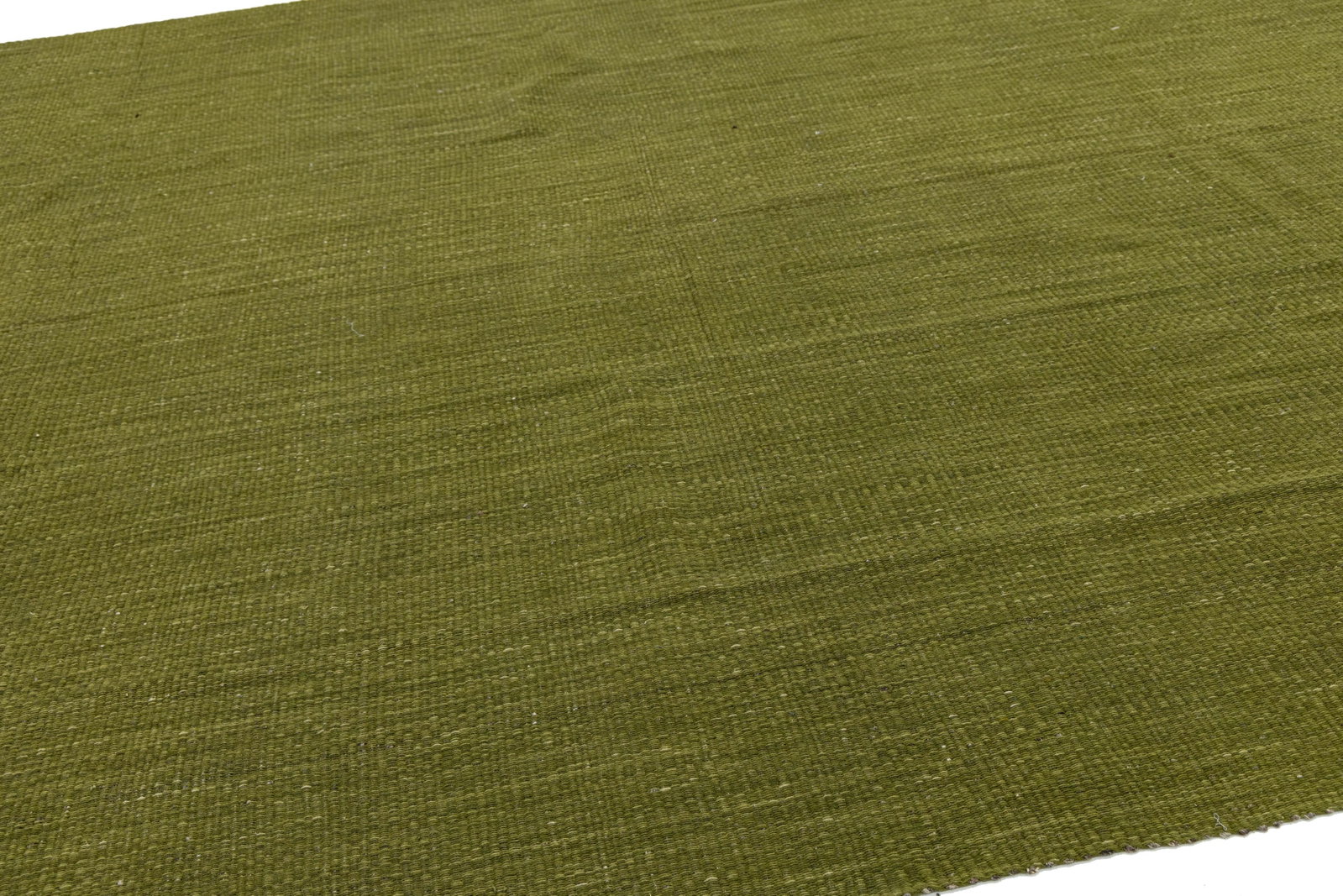 Modern Solid Olive Green Kilim Area Rug – Handmade Flatweave Wool 10x16 - 7