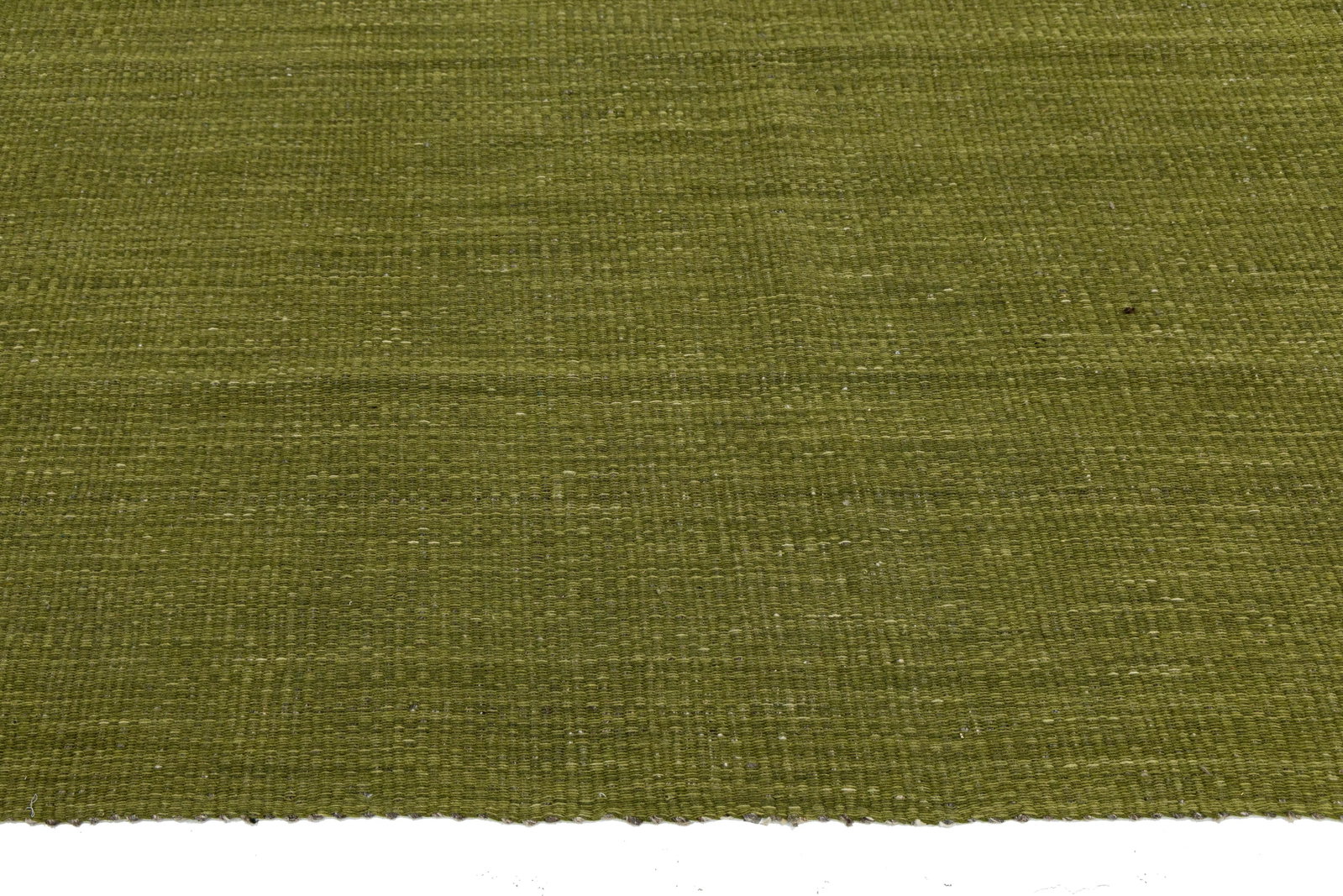 Modern Solid Olive Green Kilim Area Rug – Handmade Flatweave Wool 10x16 - 8