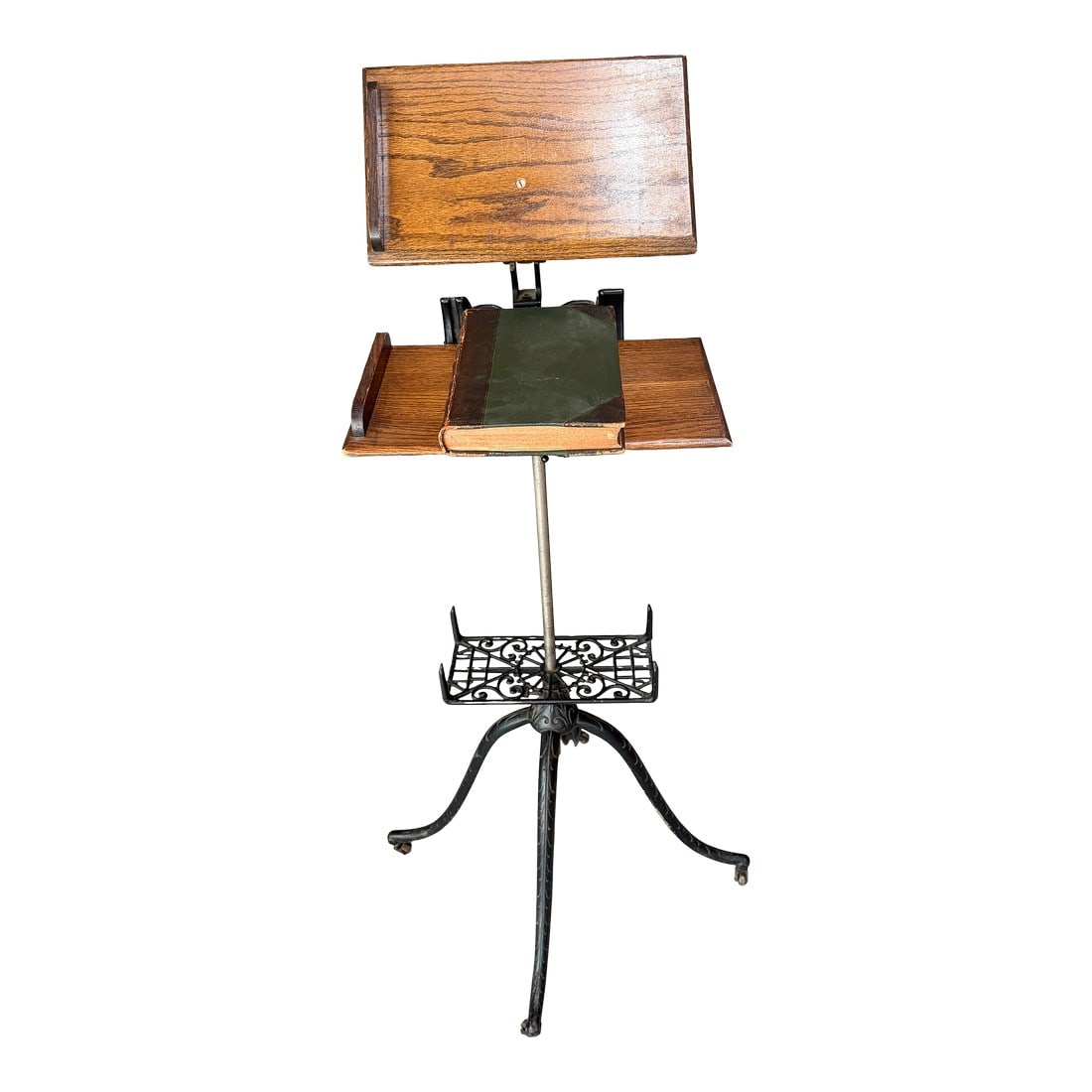 19th Century Victorian Book/Music Stand, in Oak and Iron (1 of 7)