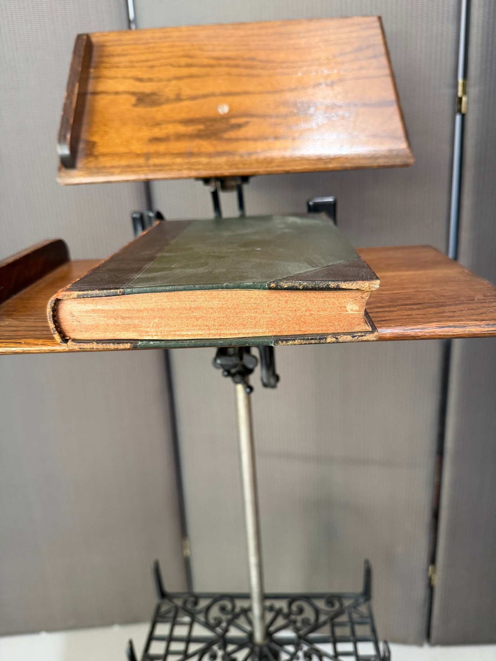 19th Century Victorian Book/Music Stand, in Oak and Iron - 3