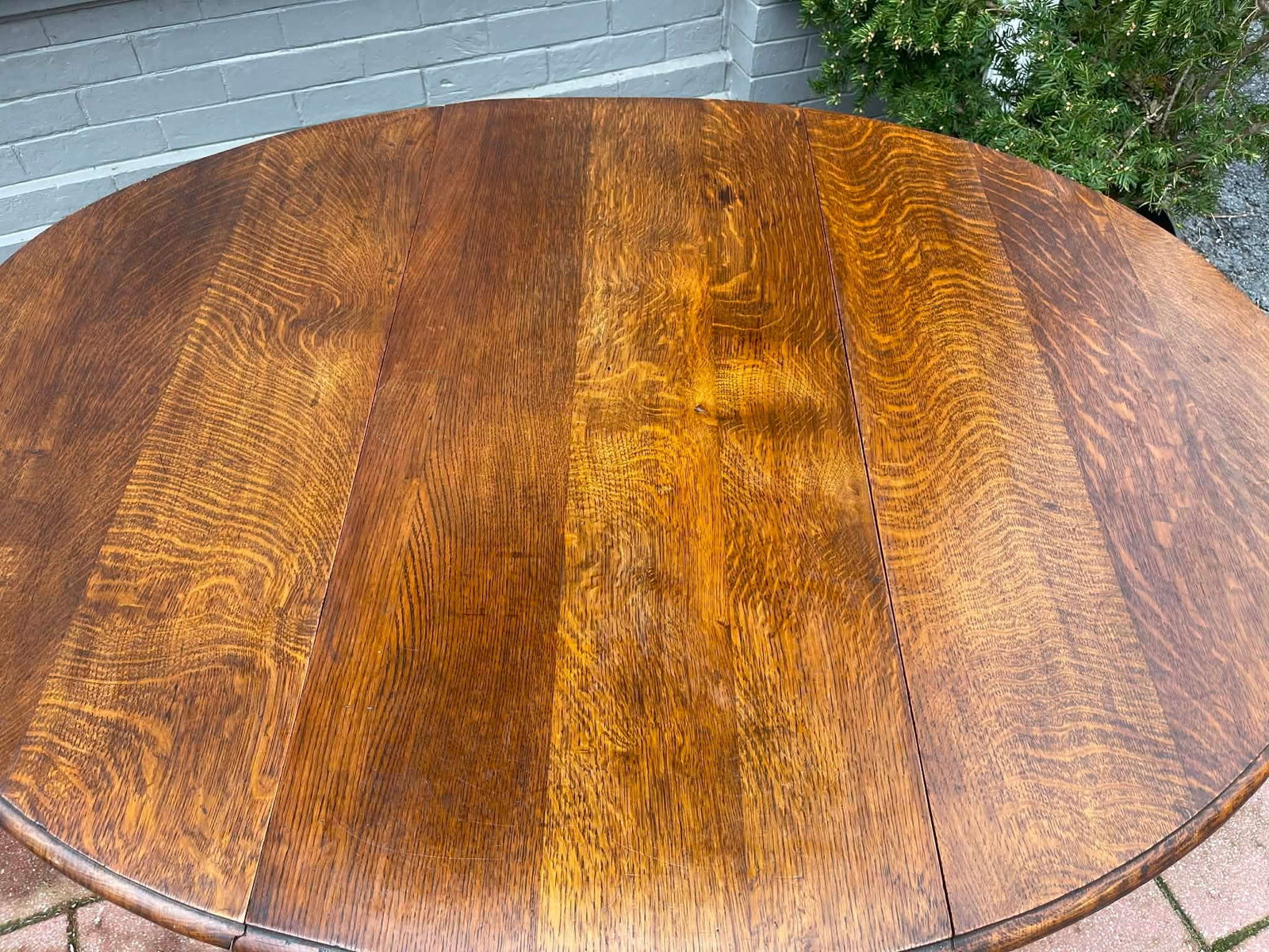 Antique English Table Drop Leaf Gateleg Barley Twist Oak Oval C. 1920-30s - 4