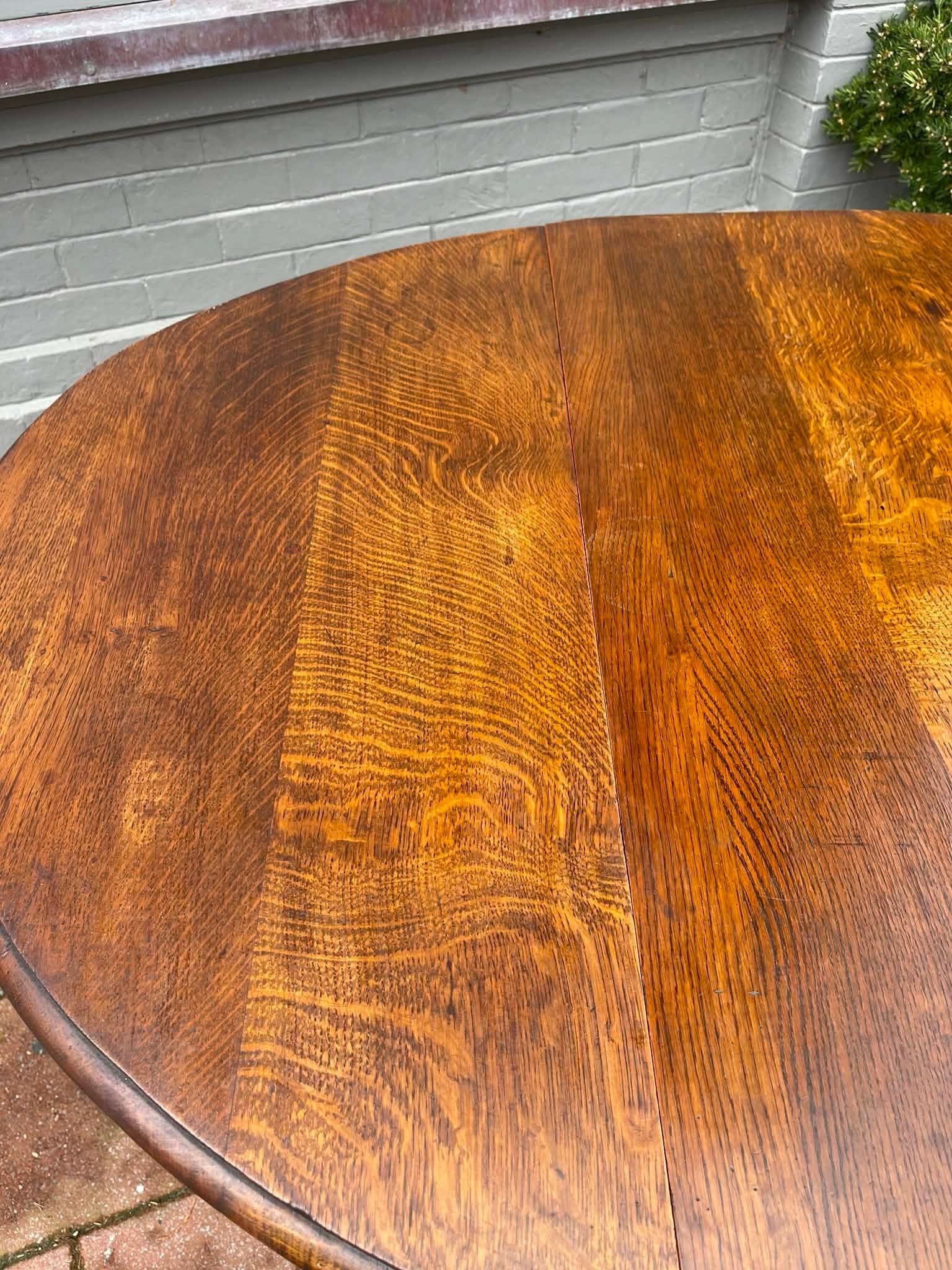 Antique English Table Drop Leaf Gateleg Barley Twist Oak Oval C. 1920-30s - 7