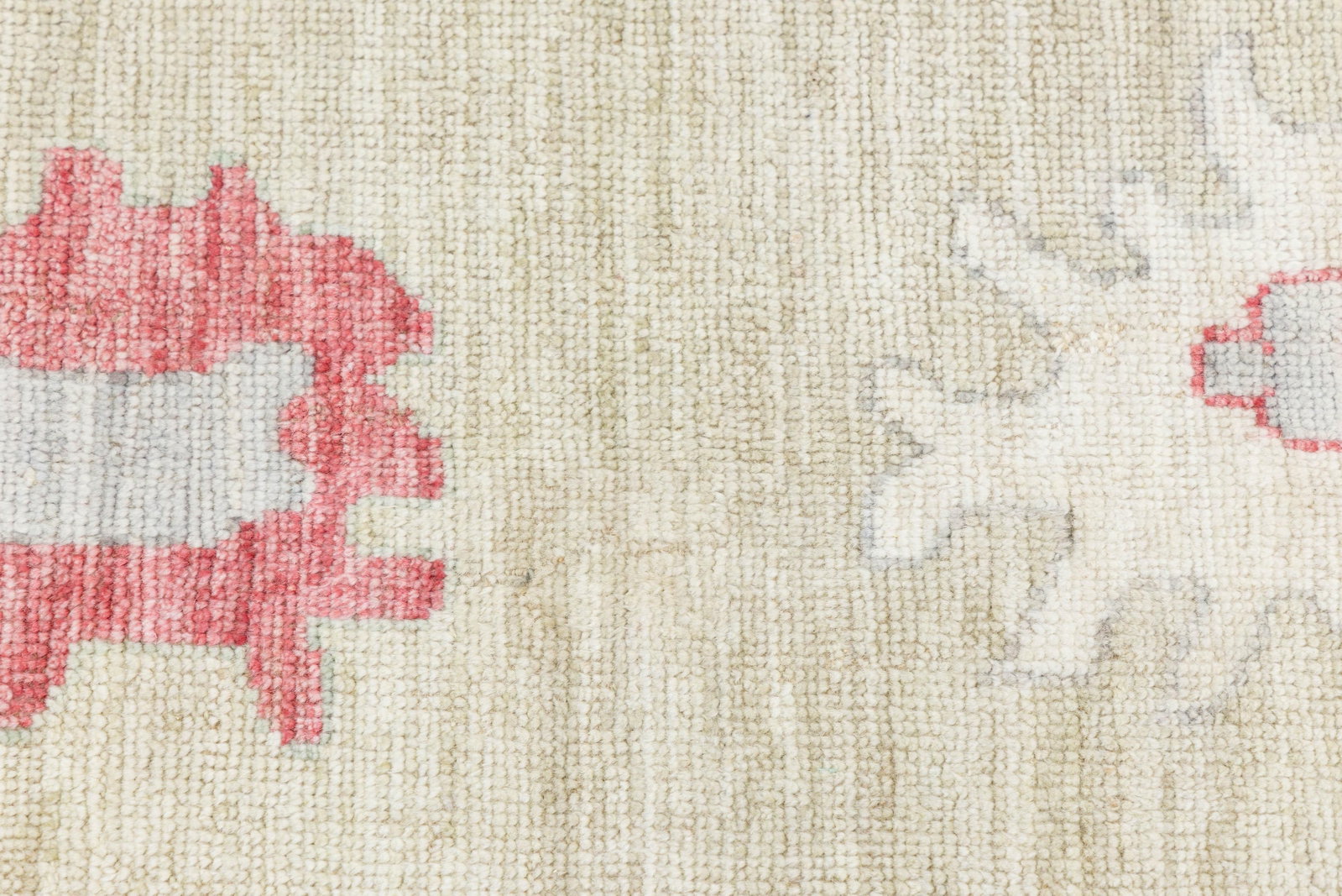 Hand-Knotted Modern Oushak Style Wool Rug – Muted Pastel Floral Transitional - 9