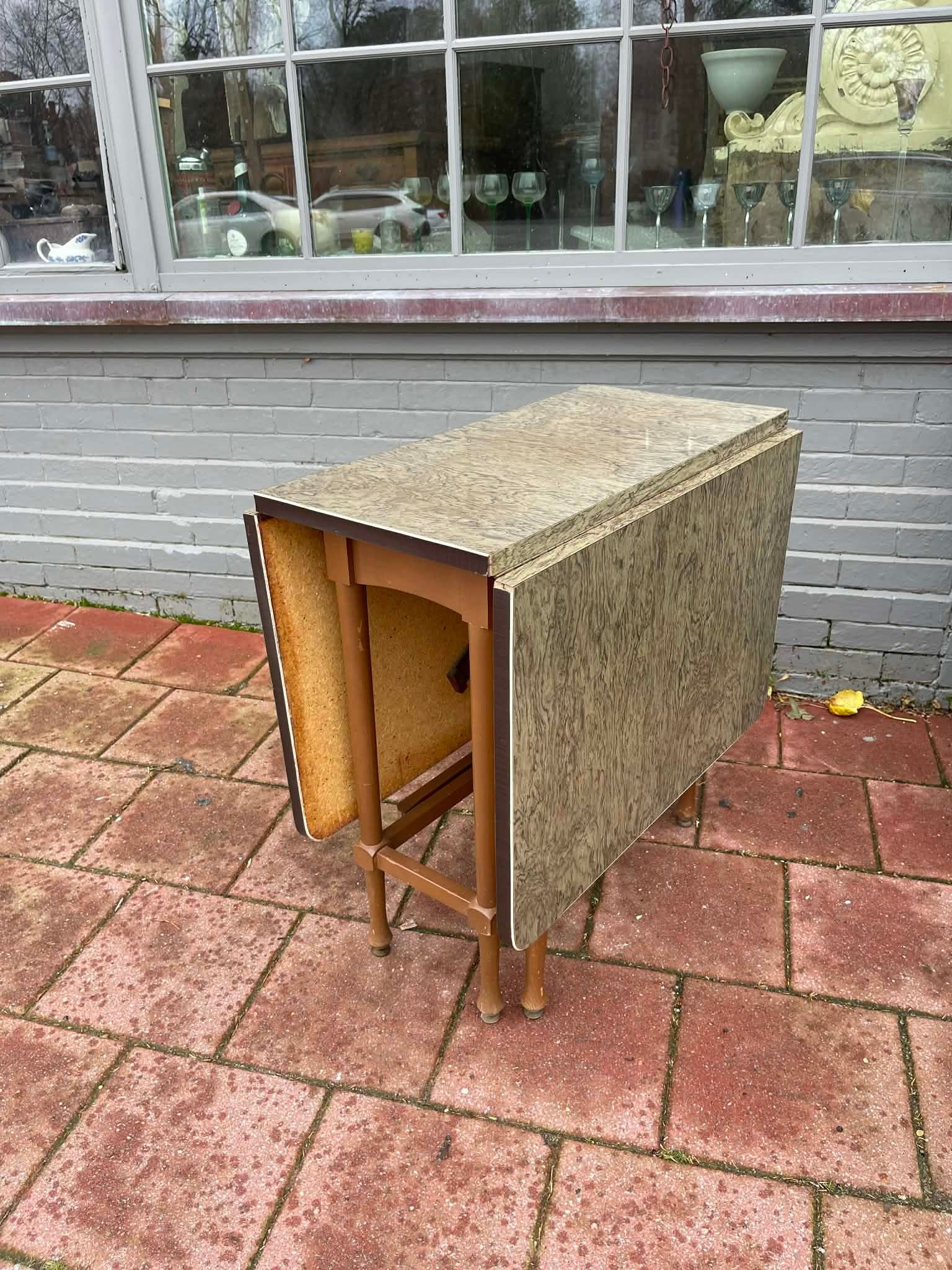 Vintage Retro Formica Folding Drop Leaf Dining Table - 7