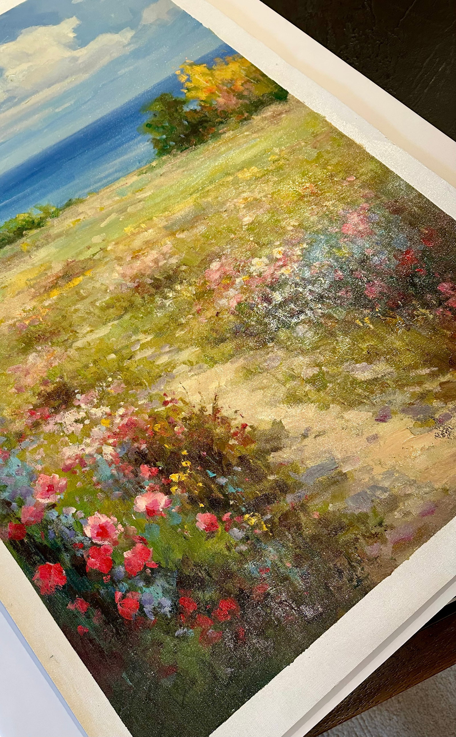 Coastal Landscape With Wildflowers Leading to the Sea "” Oil on Unstretched Canvas by H. Cole - 4